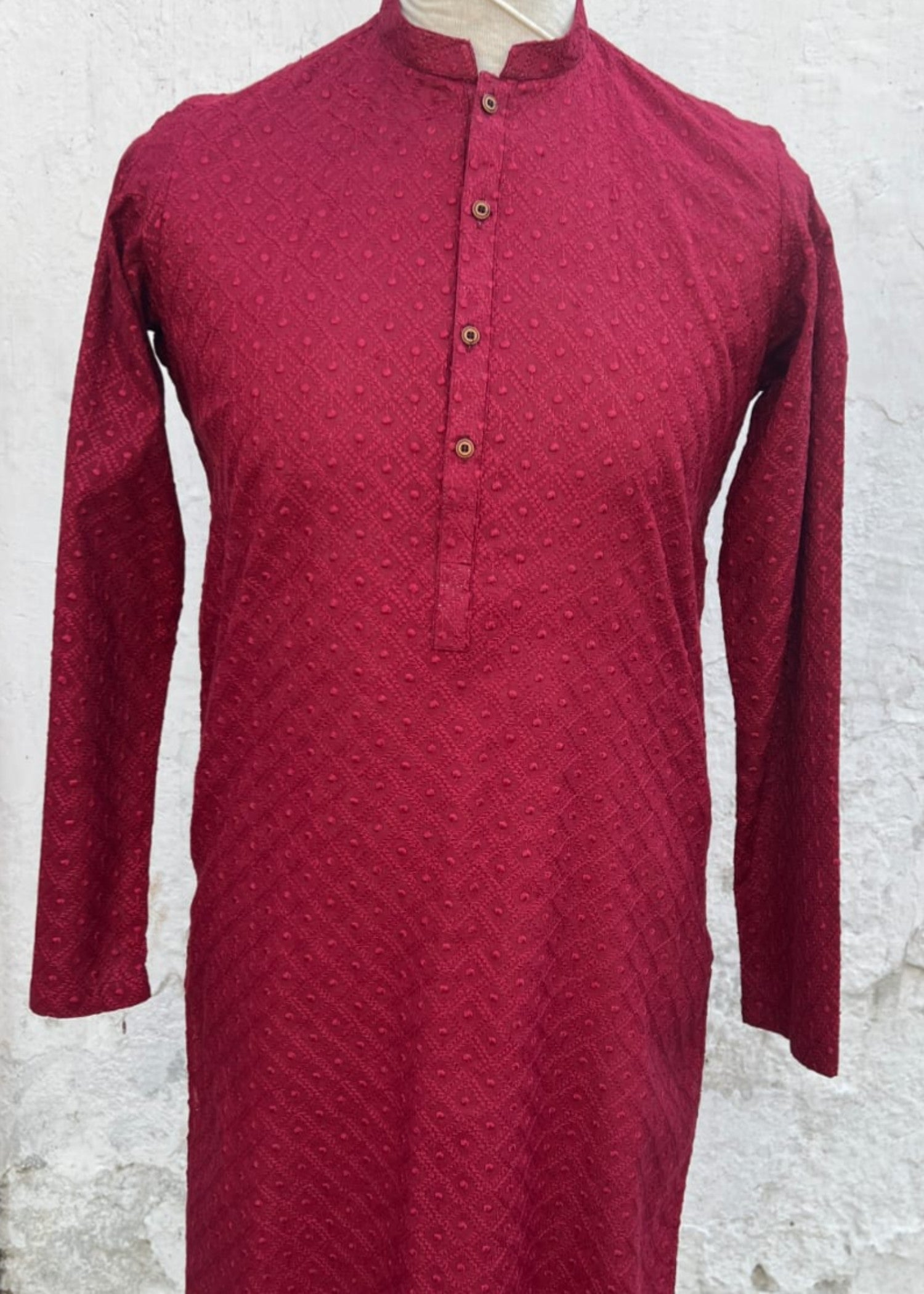 chikankari cotton Kurta in Maroon by Dulha Fashion House
