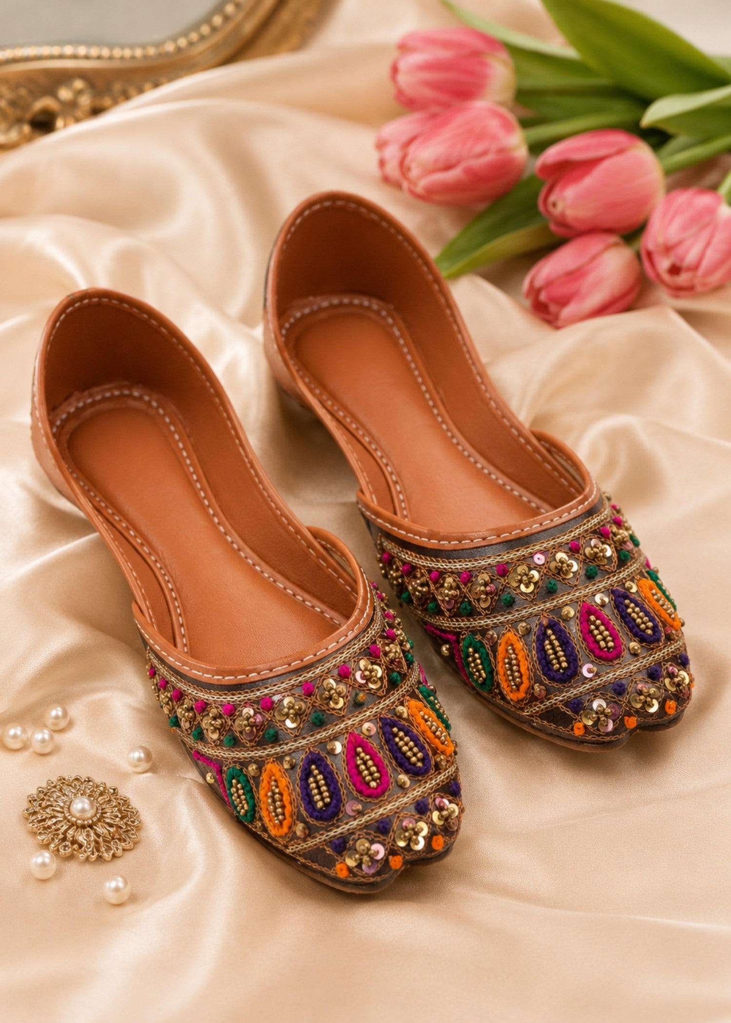 Khussa in Multi by - High Quality Women Khussa LZM8720