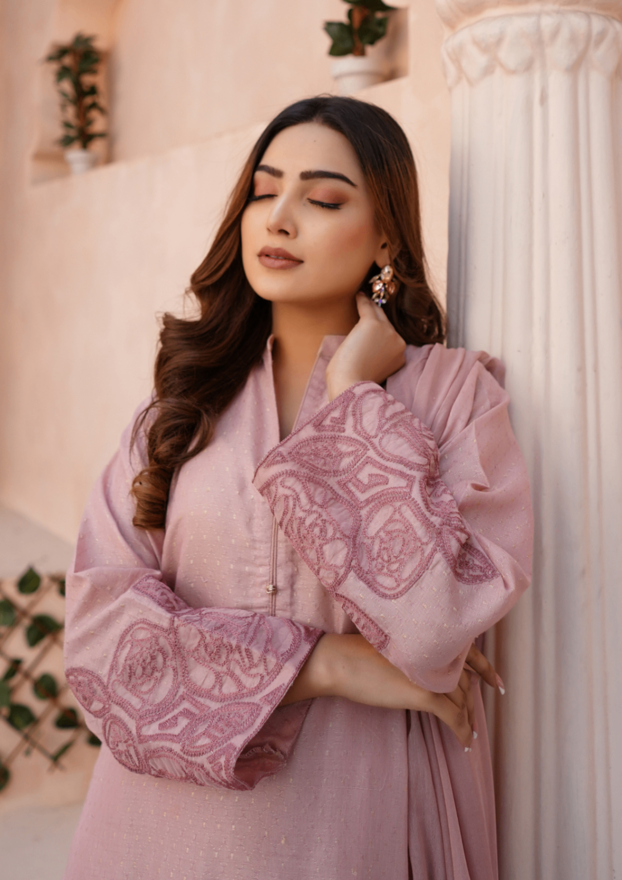 masuri Kurta Set in Tea rose pink