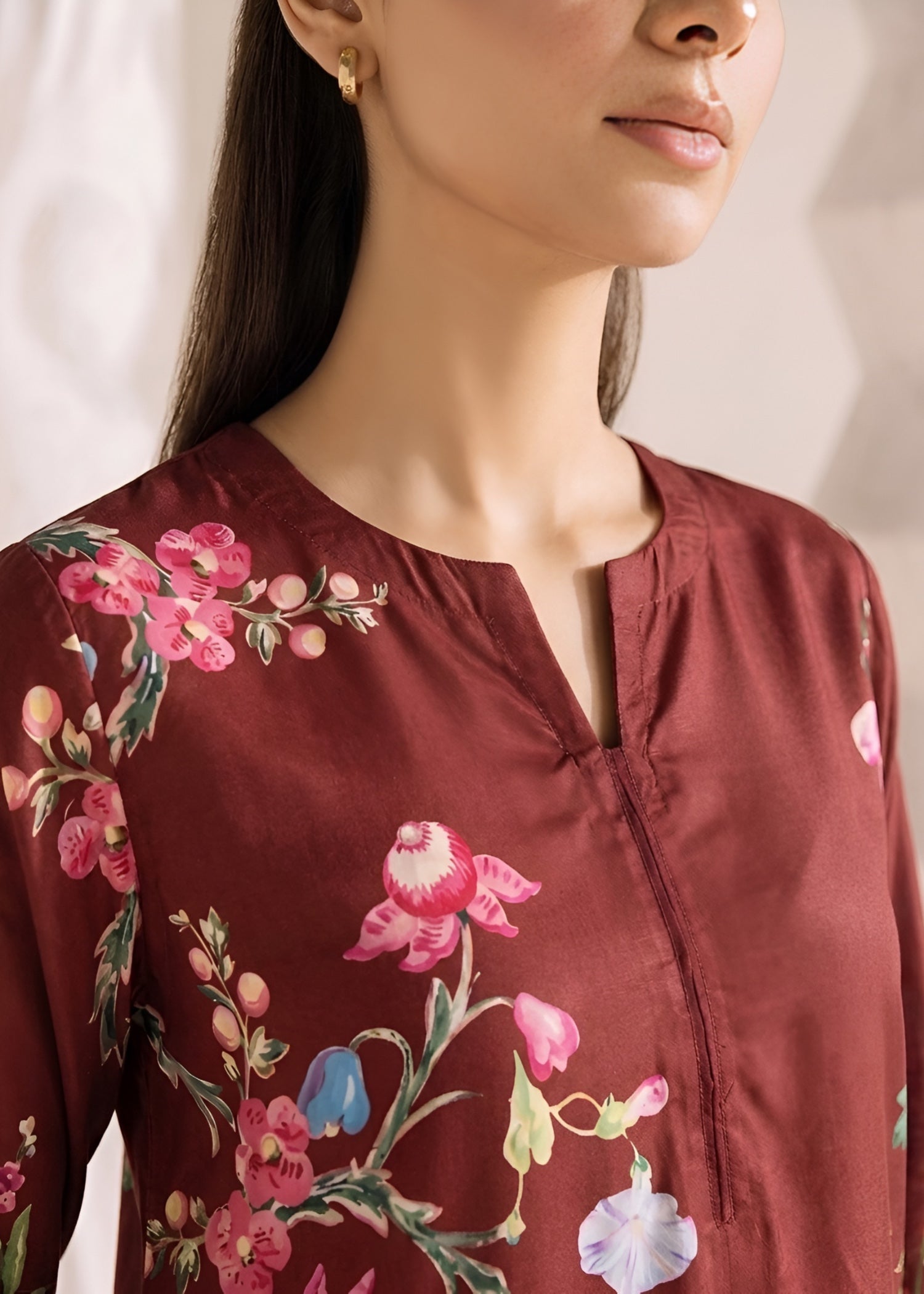 linen Kurta Set in Mahogany