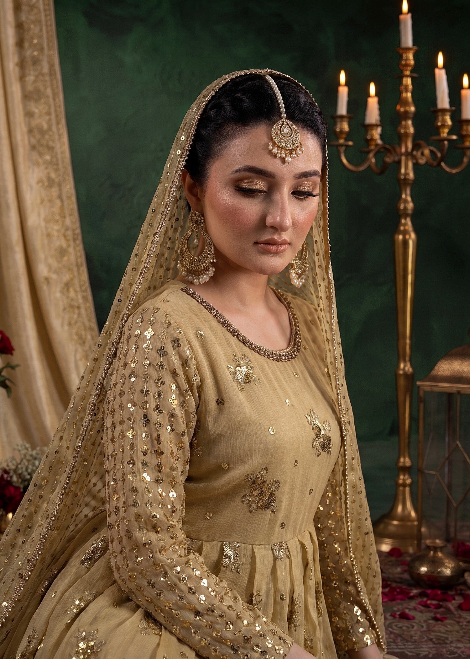 chiffon Anarkali in Beige