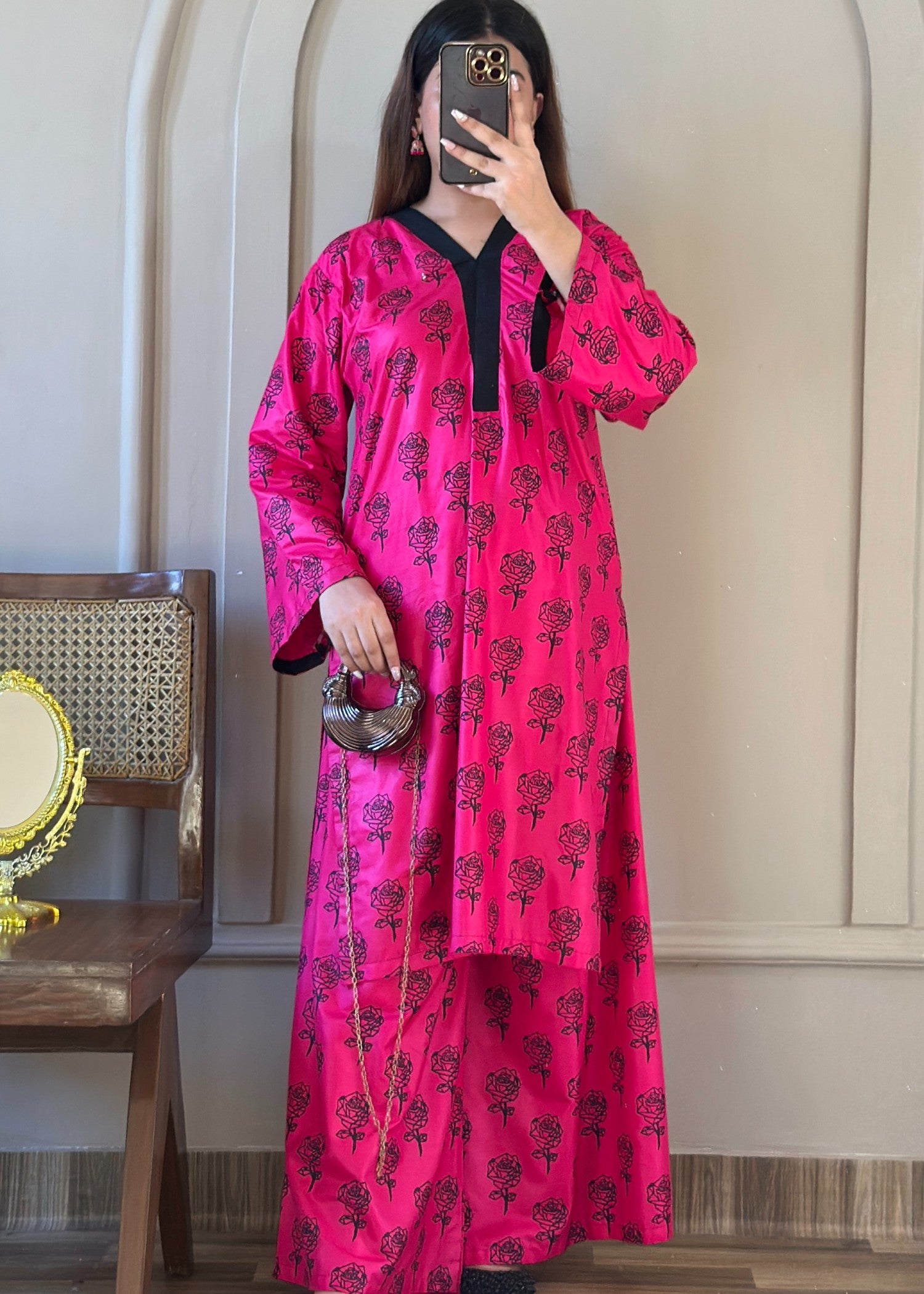arabic lawn Co Ord Sets in Hot pink