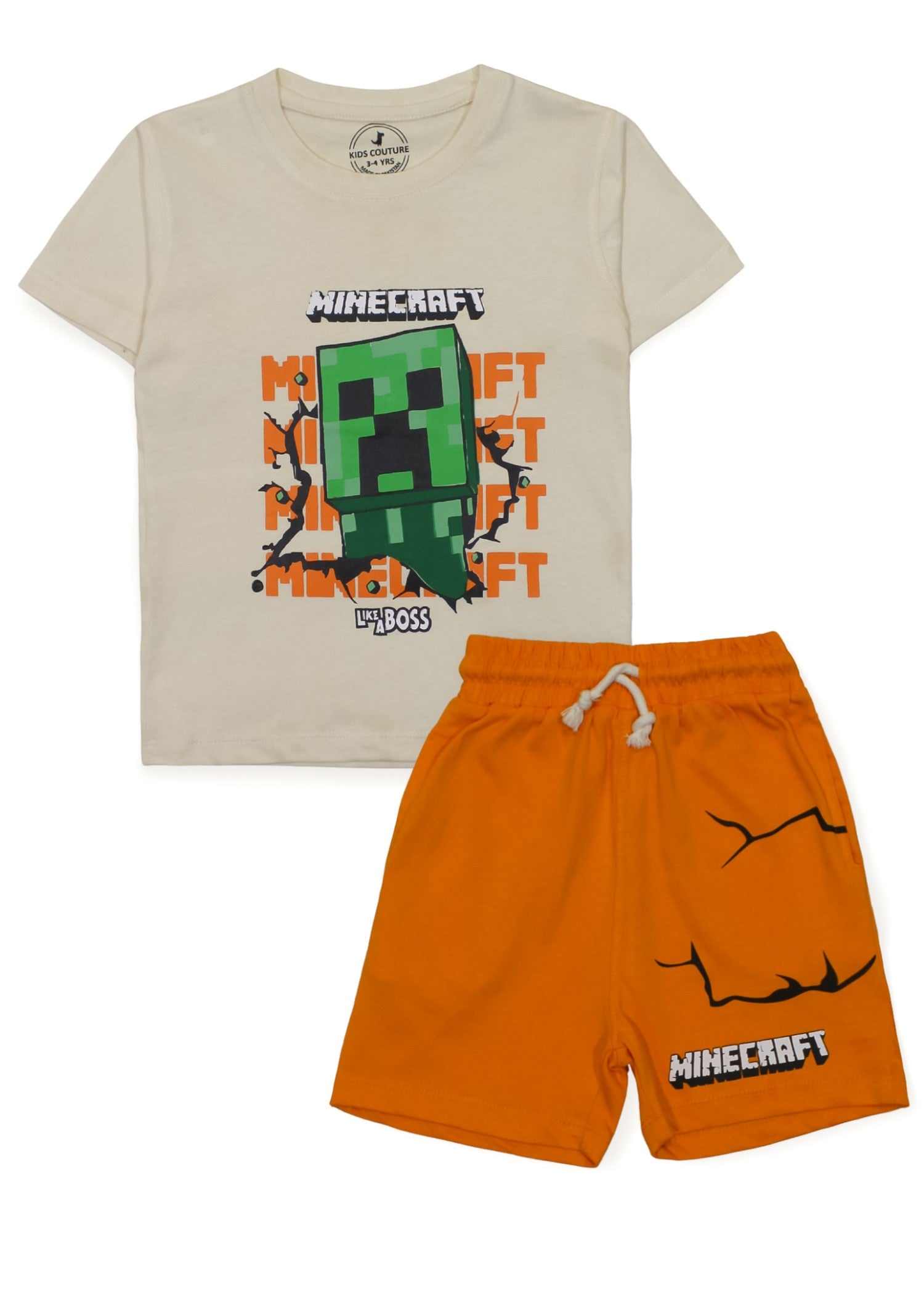 cotton jersey T Shirt in Off-white, orange