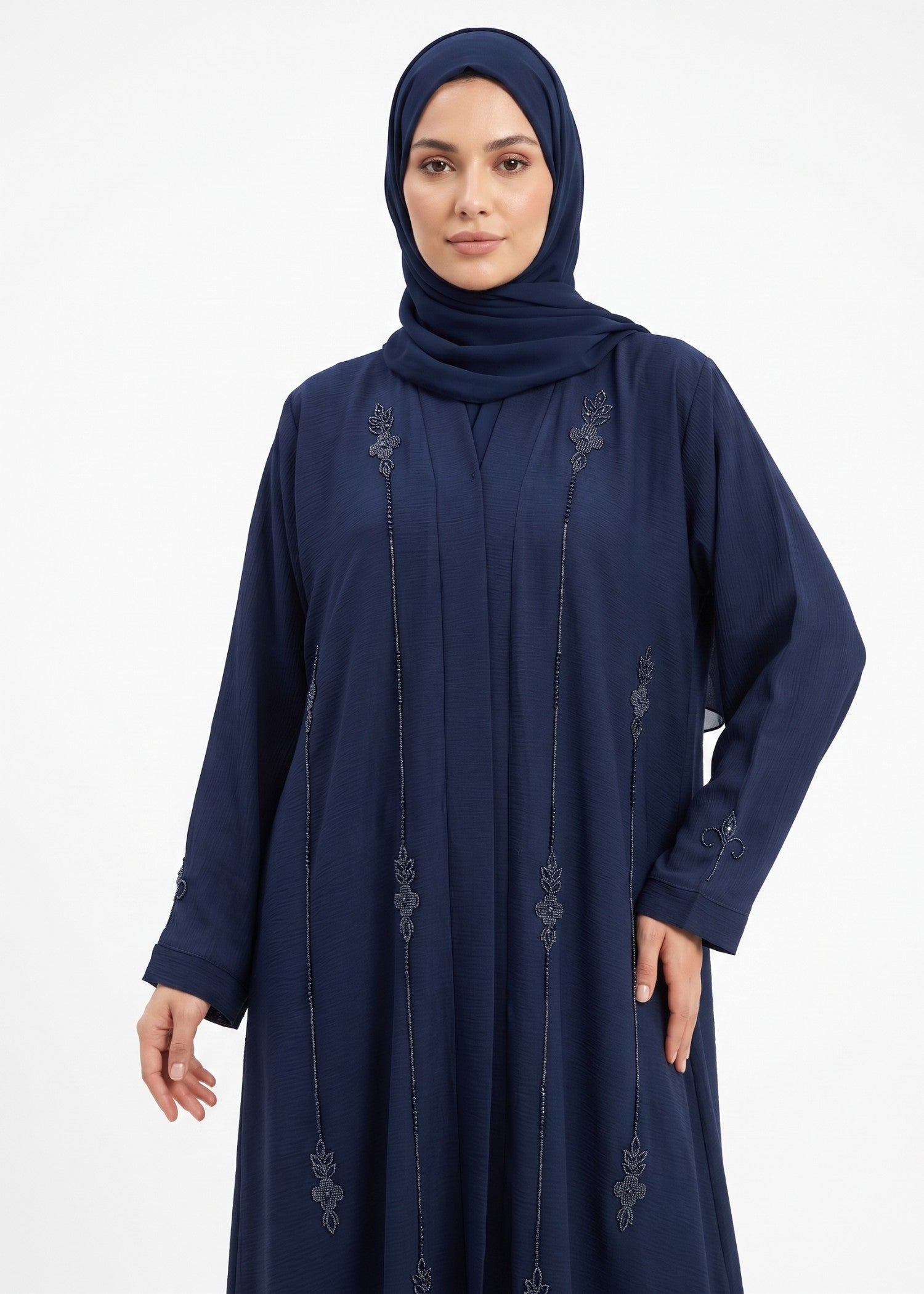 crinkle Abaya in Navy blue