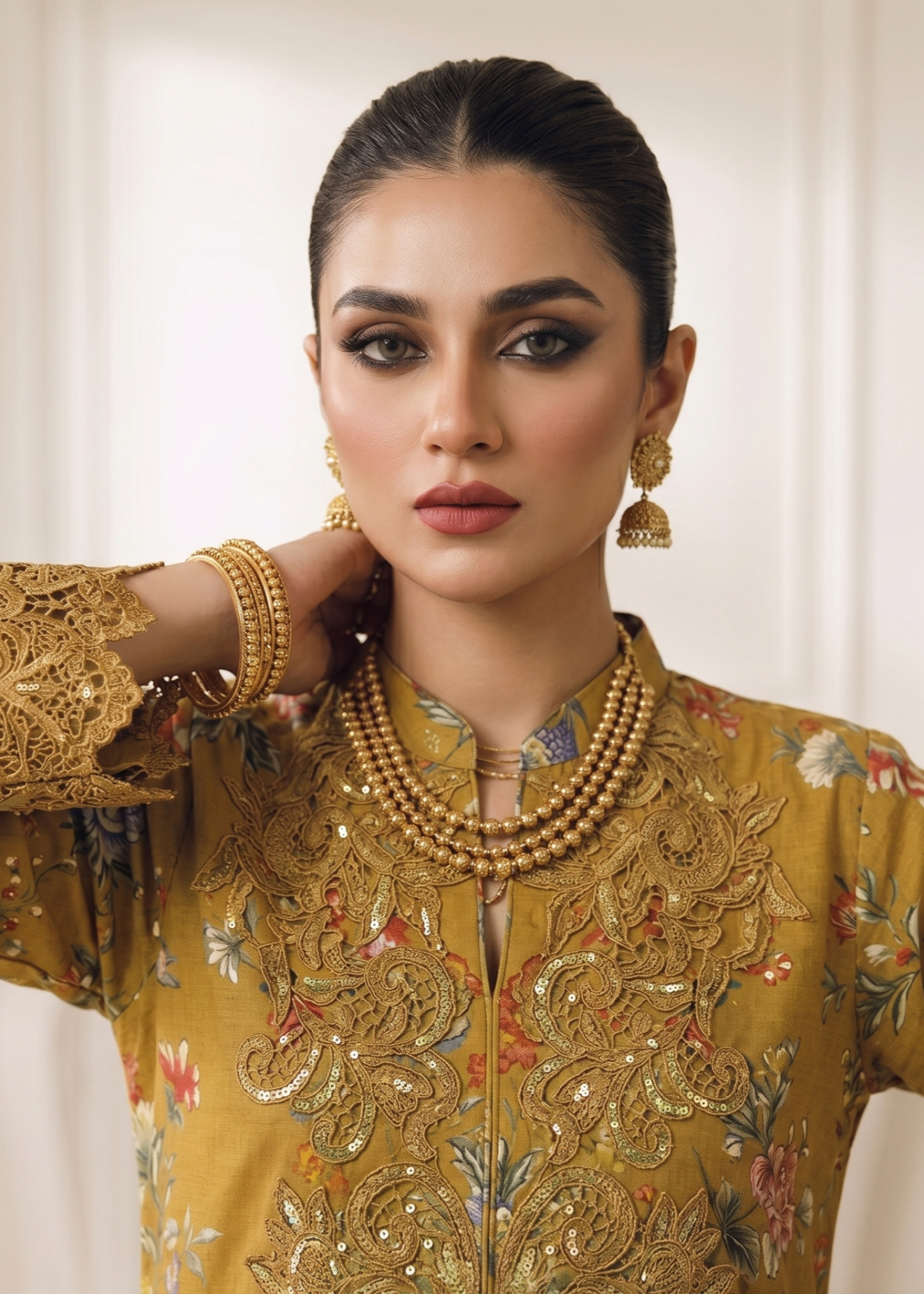 lawn Sharara in Mustard
