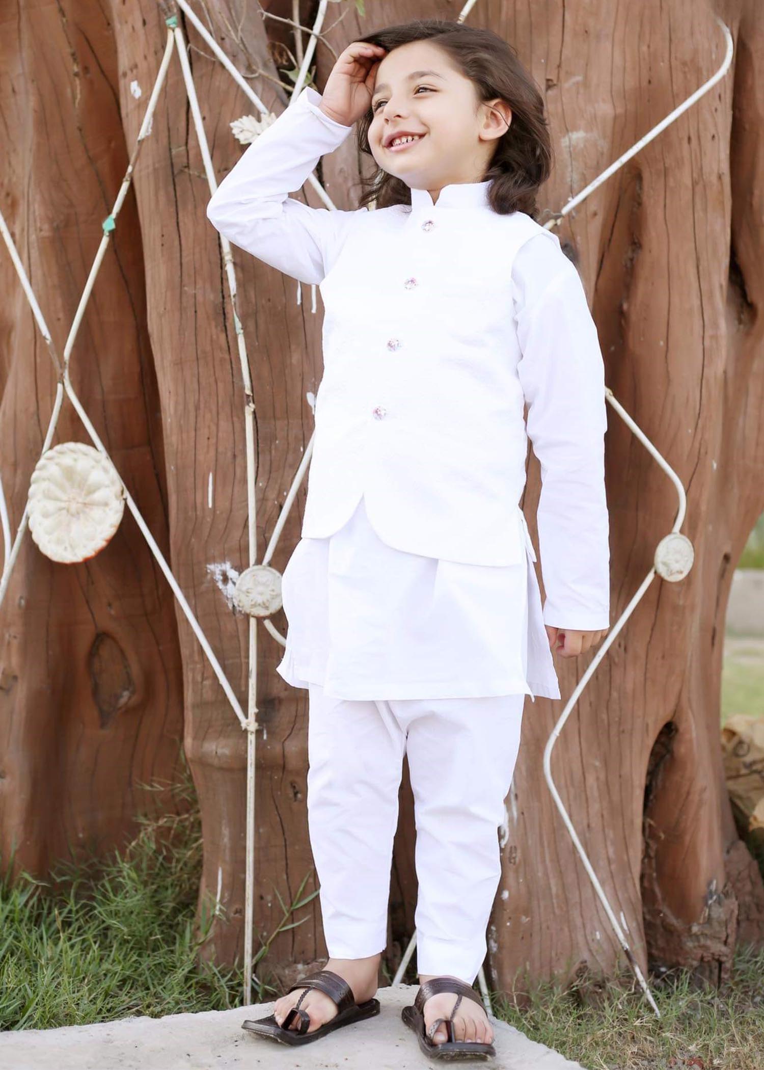 chikankari cotton Waistcoat in White
