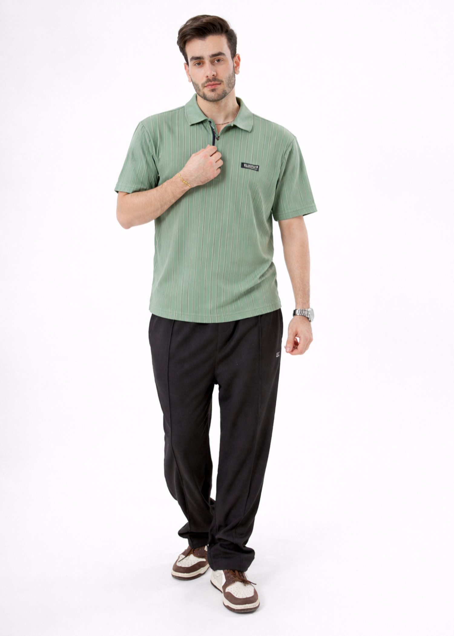 cotton Polo Shirt in Sage green
