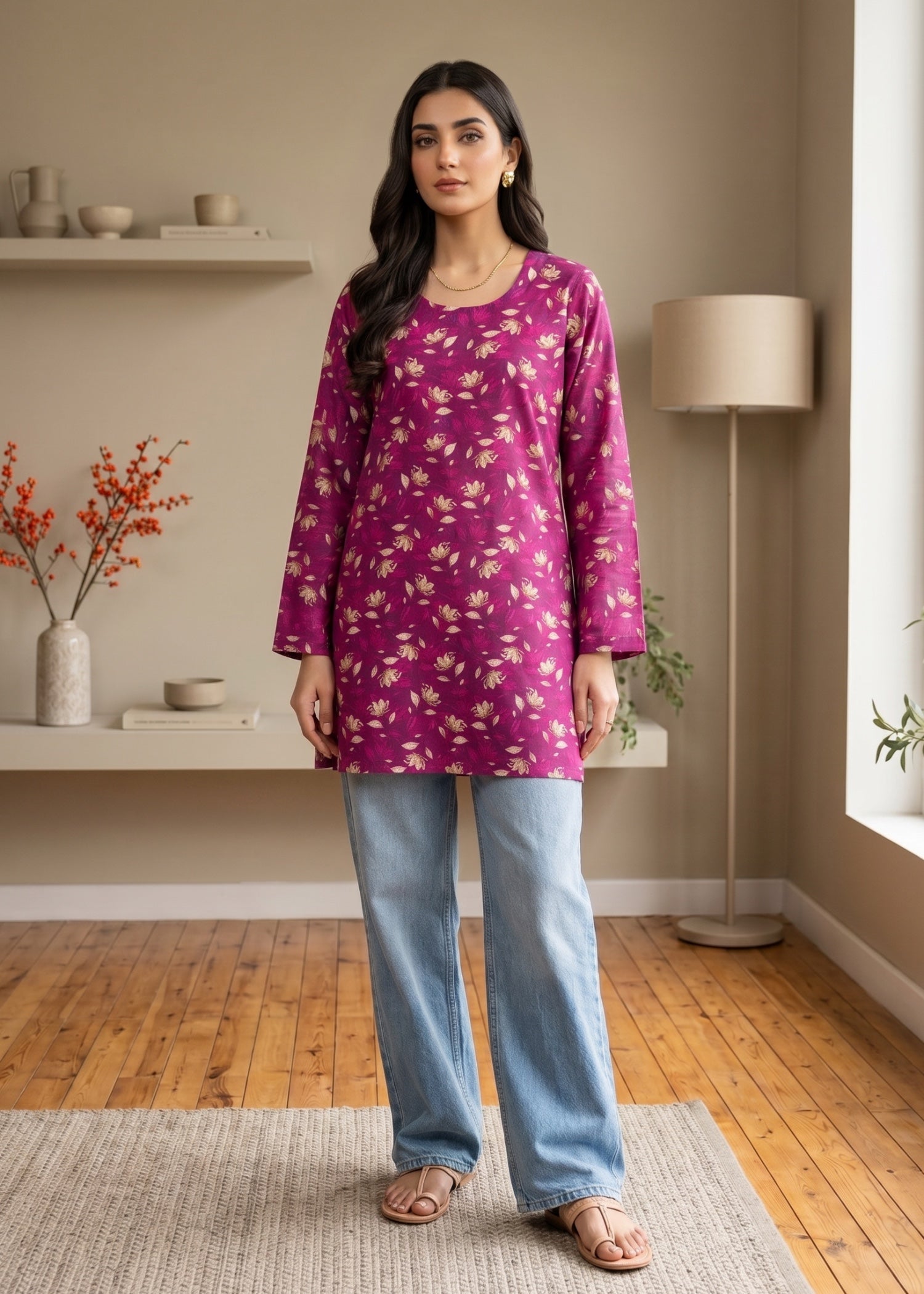 lawn cotton Kurti in Plum
