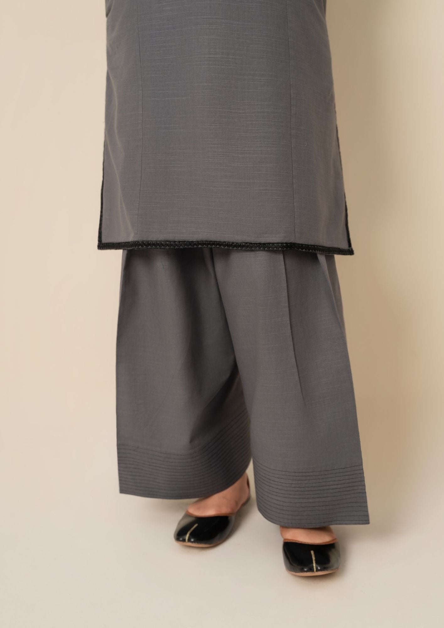 khaddar Kurta Set in Grey