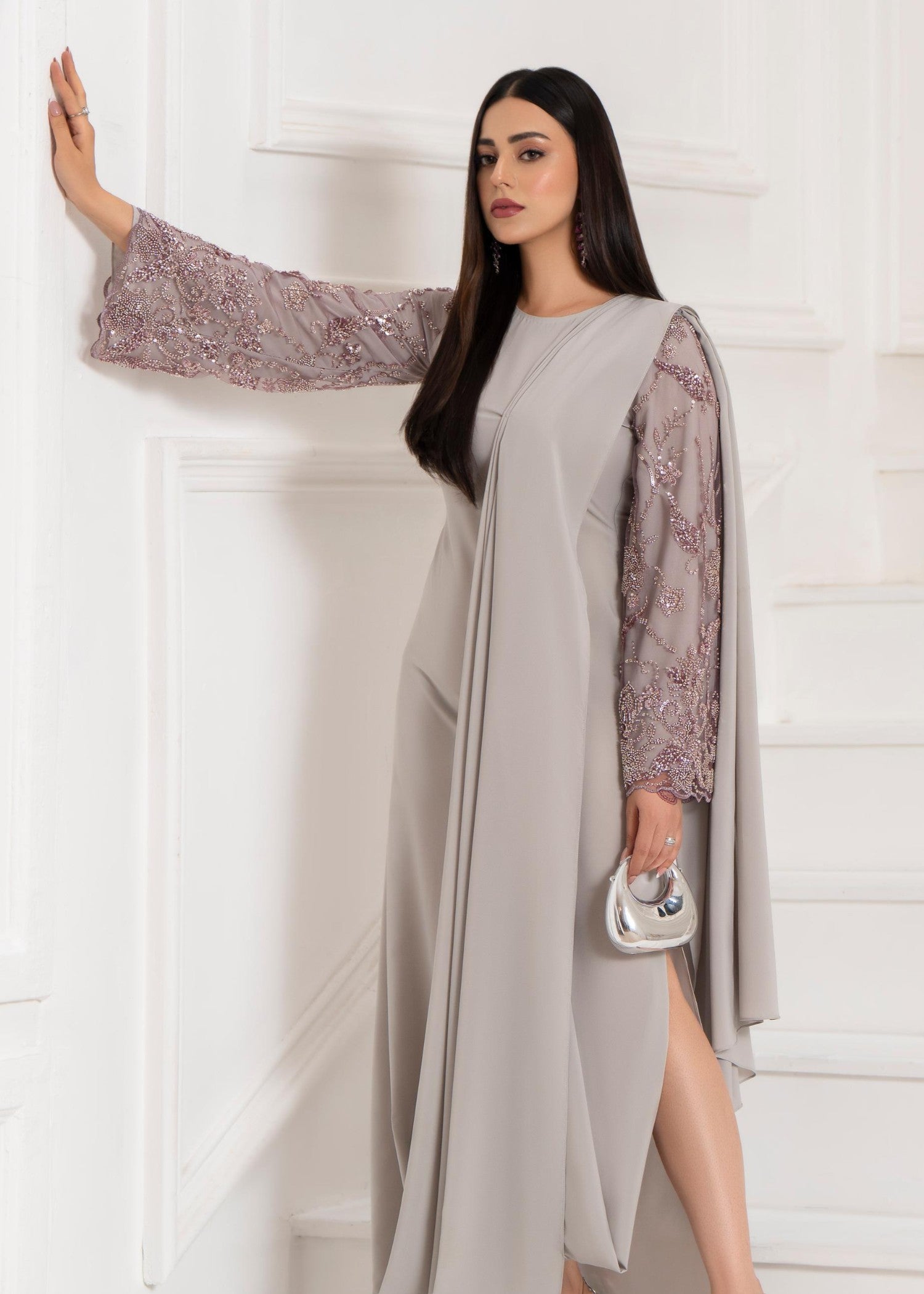 georgette Dress in Grey
