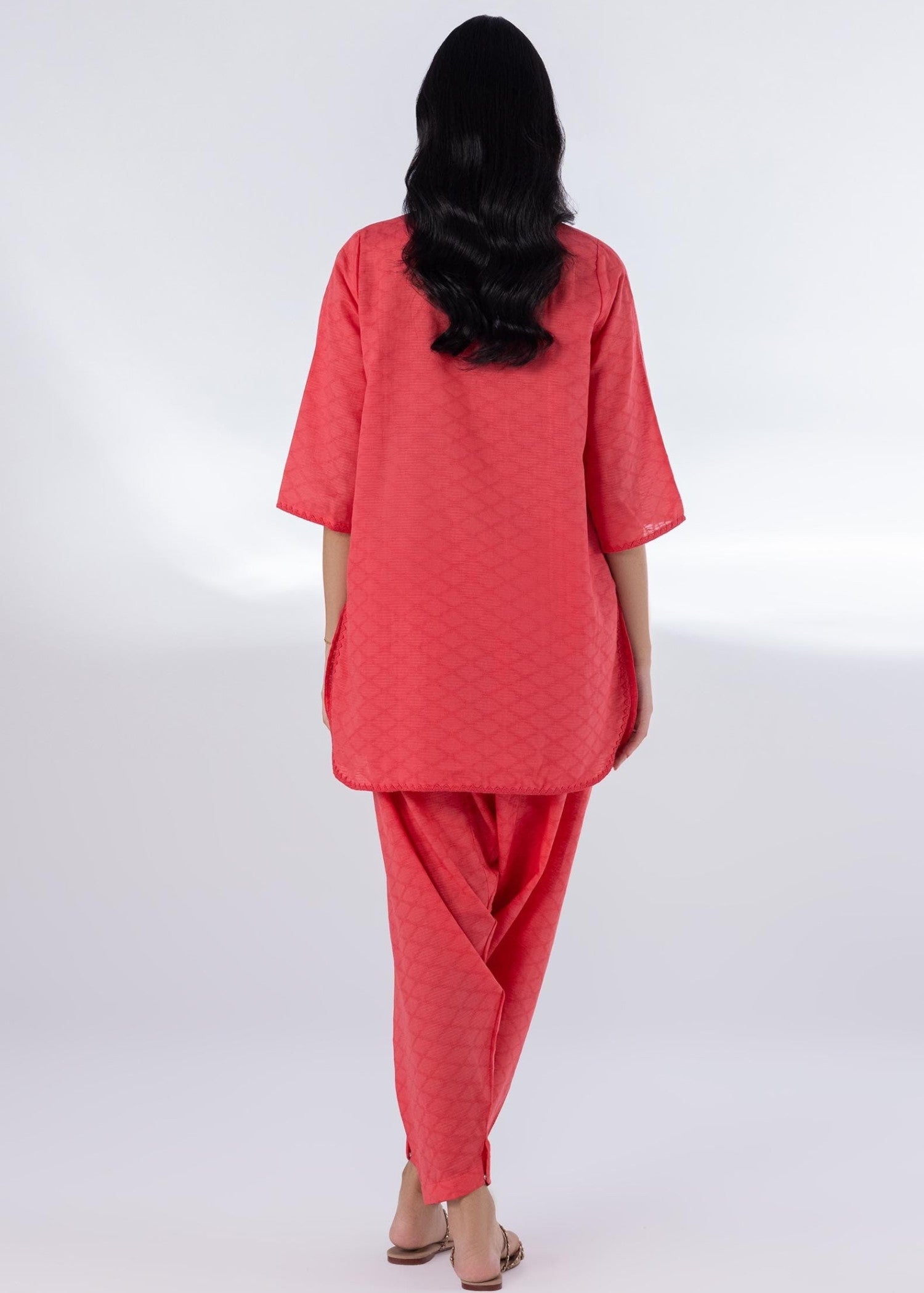 jacquard Co Ord Sets in Coral red