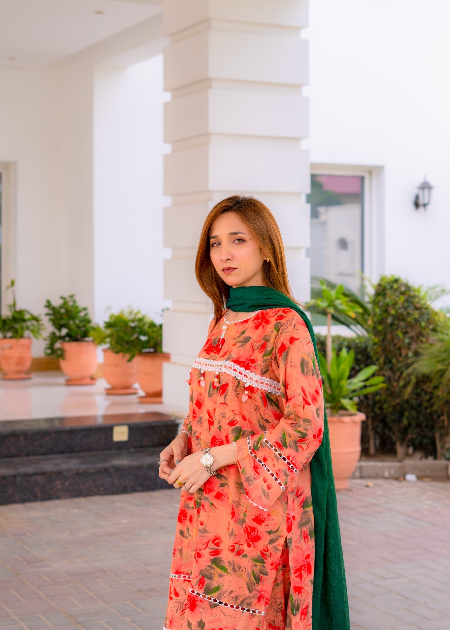 lawn Co Ord Sets in Sunset orange