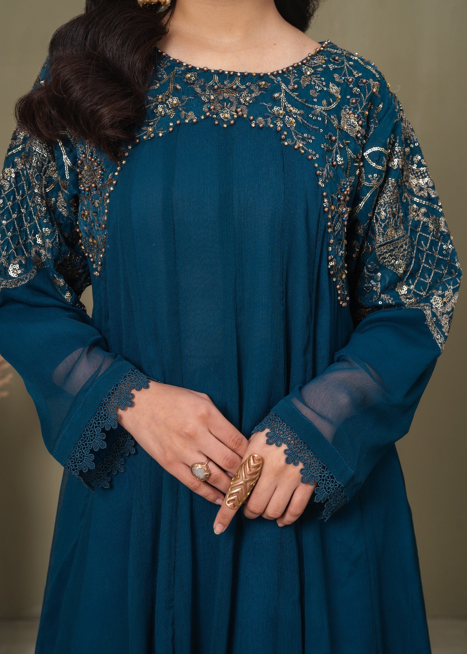 chiffon Short Frock in Cobalt blue, yale blue
