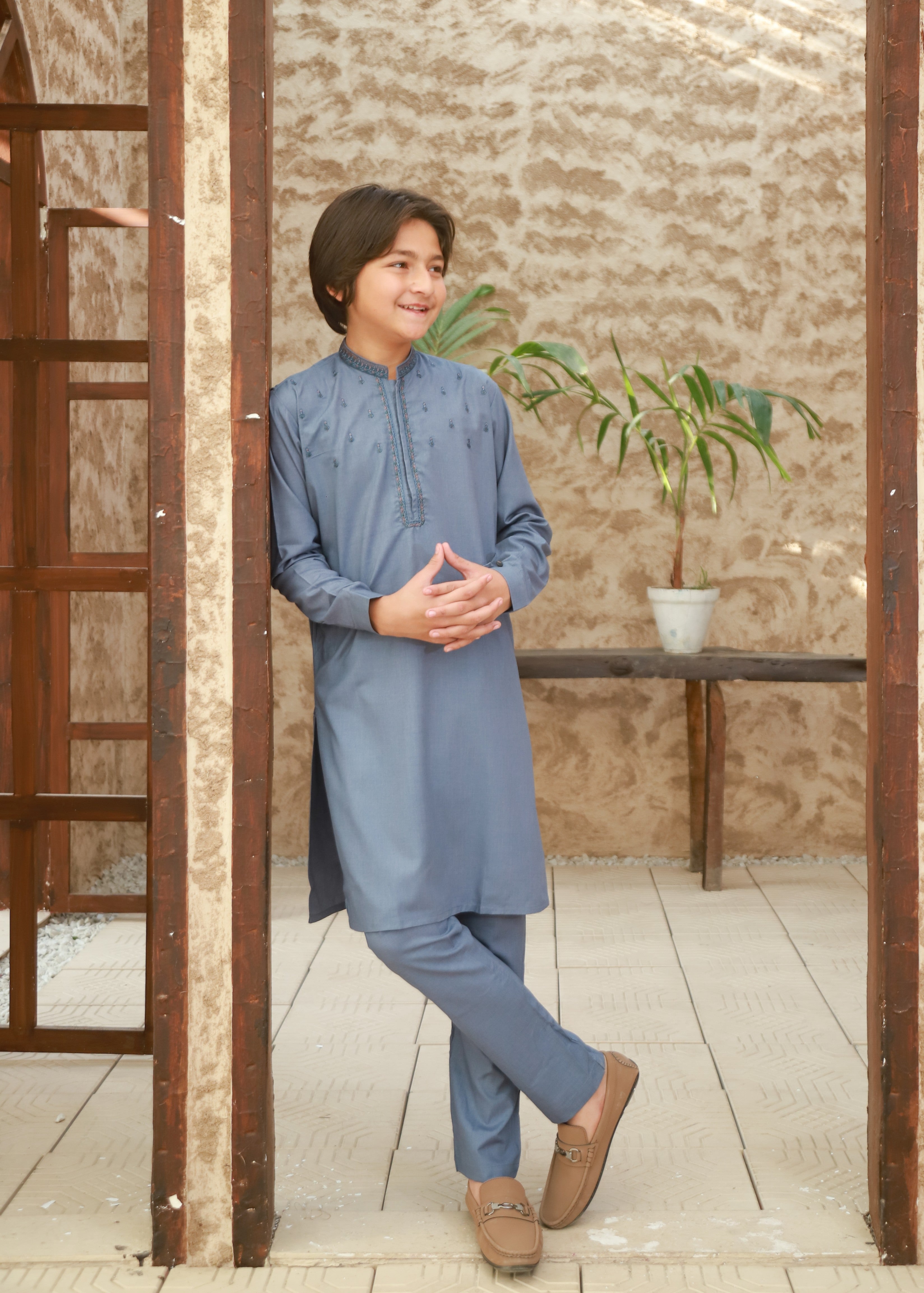 wash & wear Kurta Set in Cornflower blue