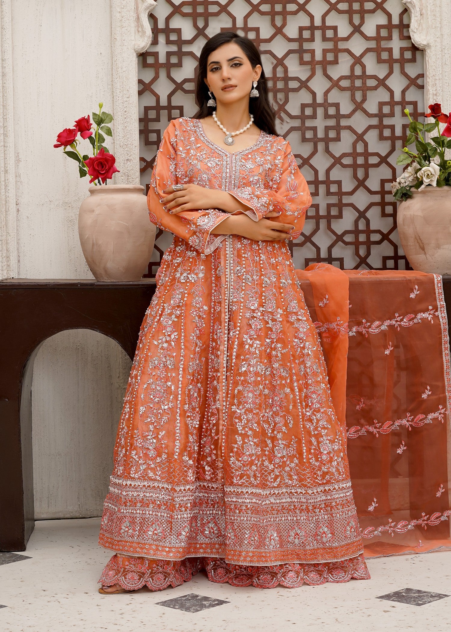 organza Maxi in Coral orange