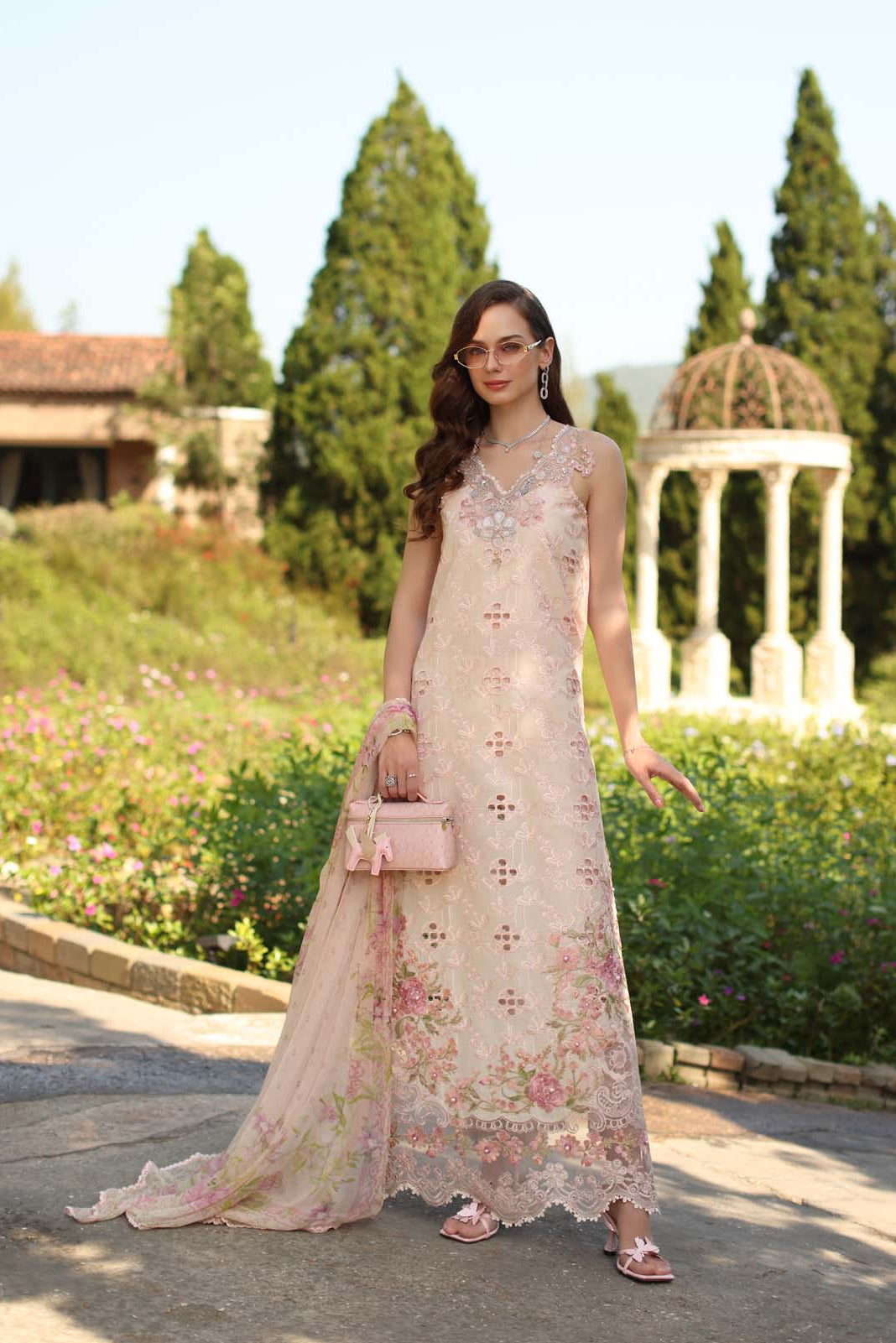 Luxury Eid Schiffli Laserkari Lawn – D7 - A - Florine