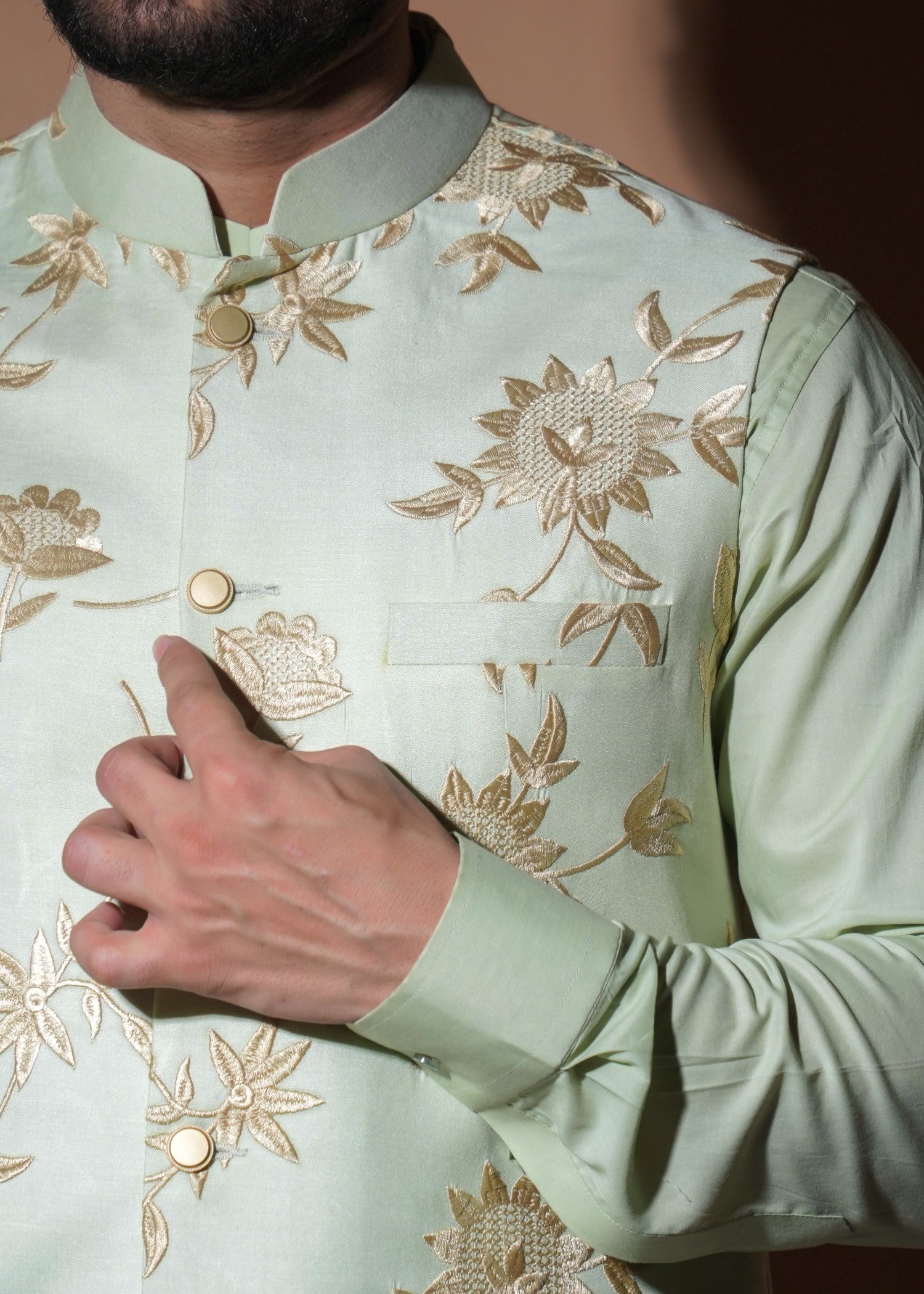 tropical Waistcoat in Mint green