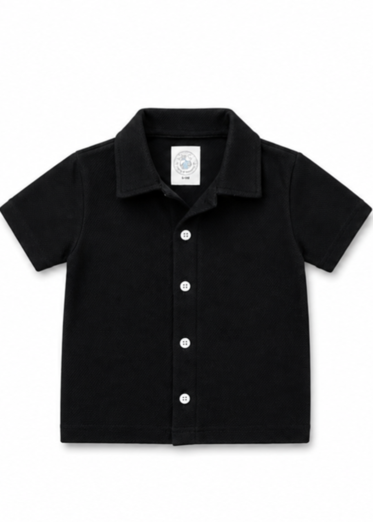 cotton pique Casual Shirt in Black