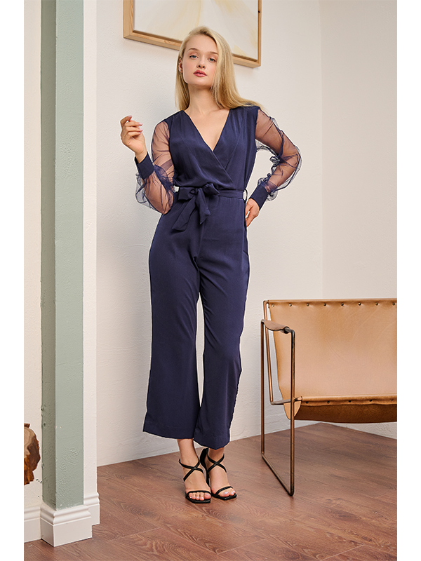 georgette Jumpsuit in Blue