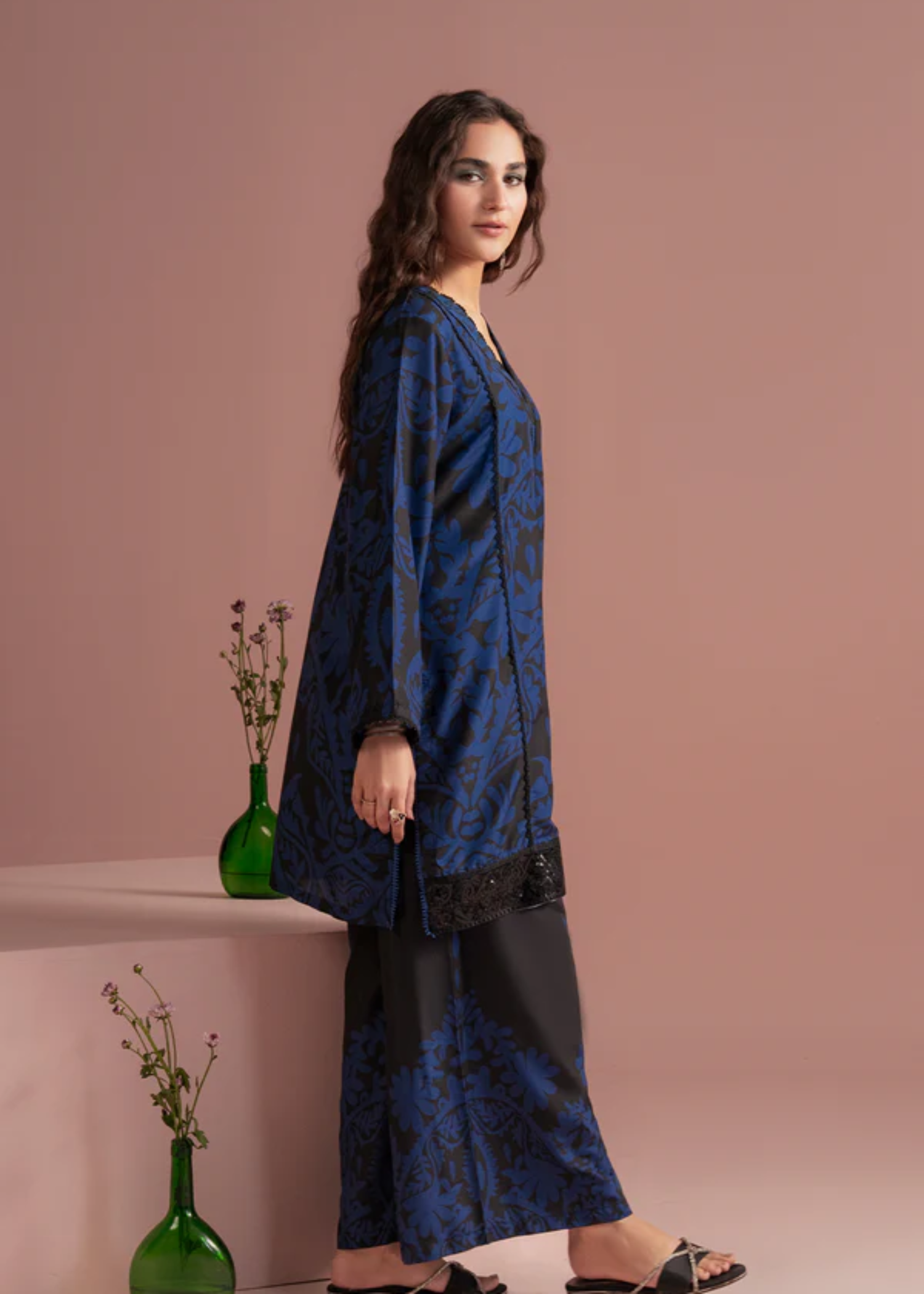 poly lawn Co Ord Sets in Dark blue