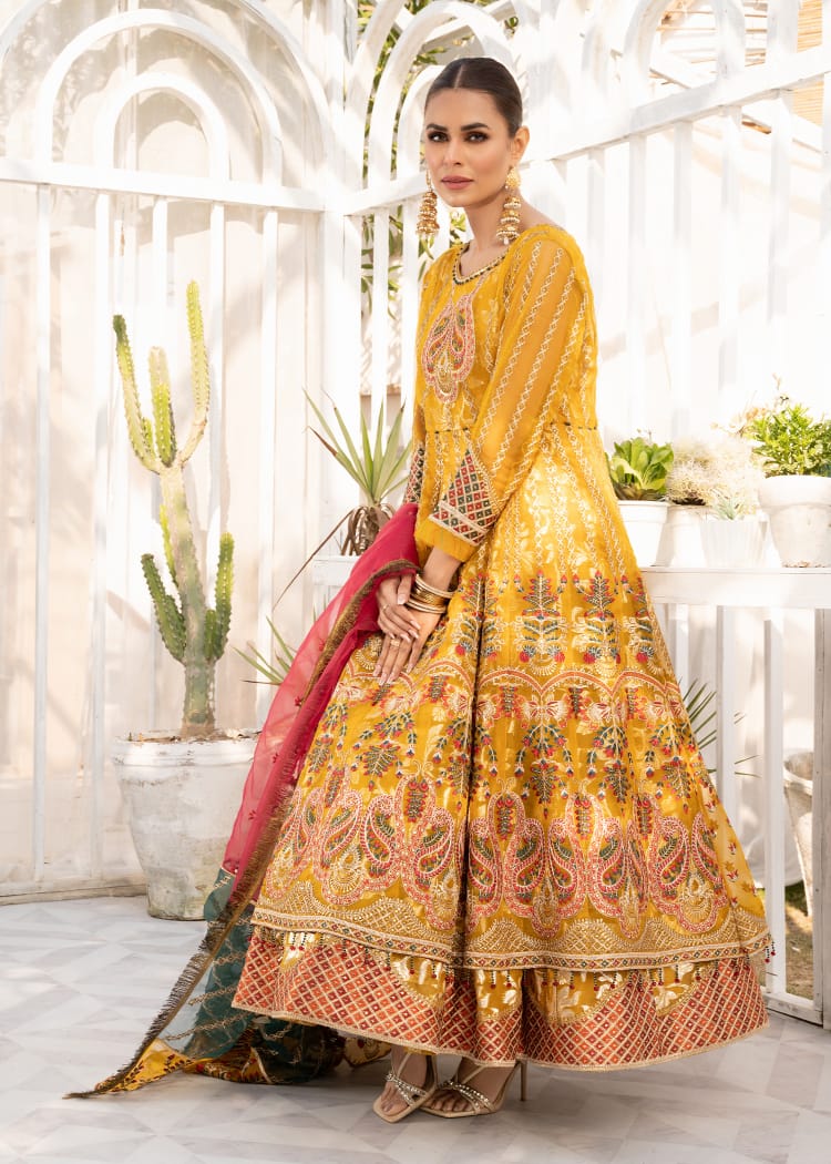organza Unstitched in Yellow