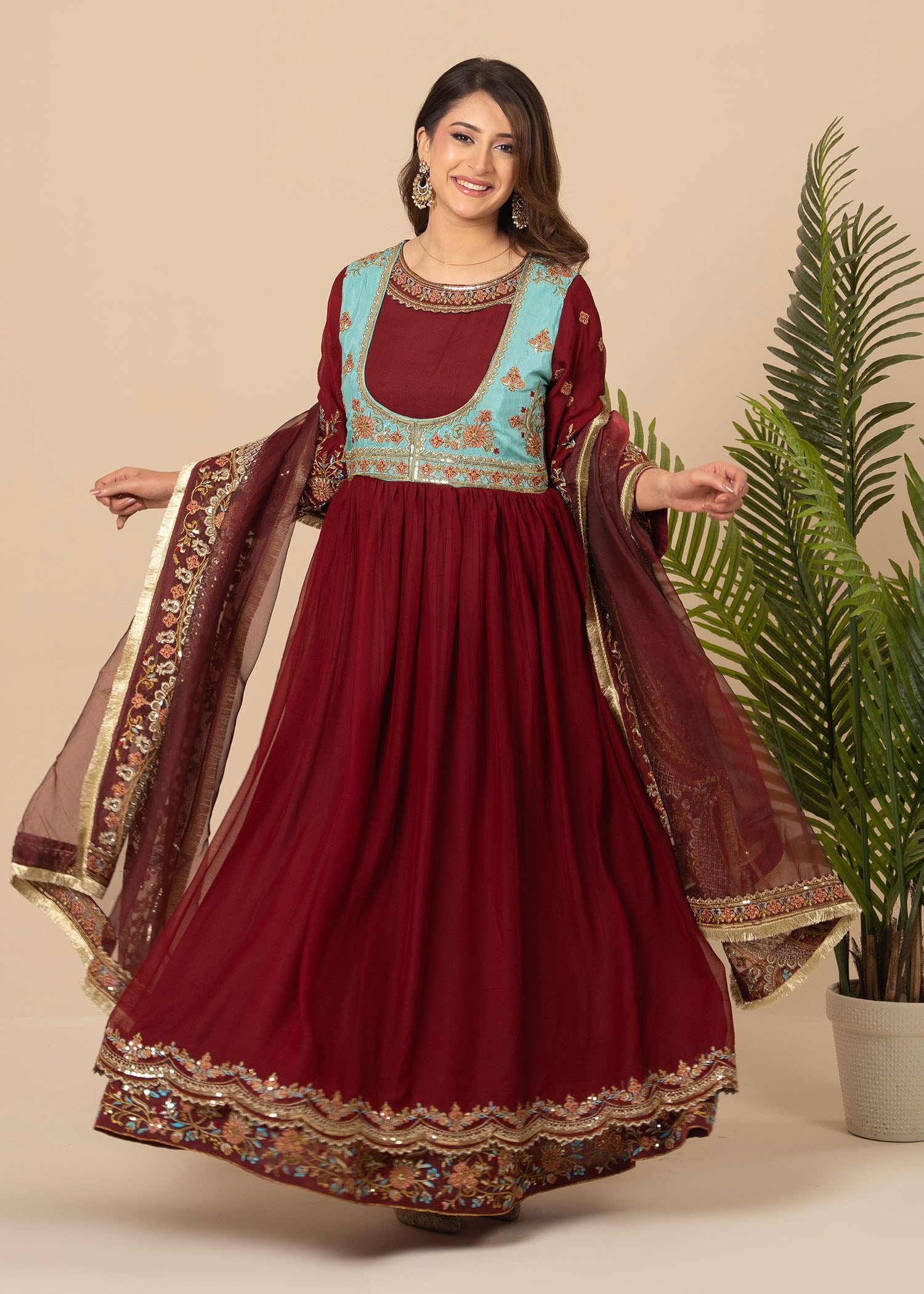 crinkle Maxi in Maroon