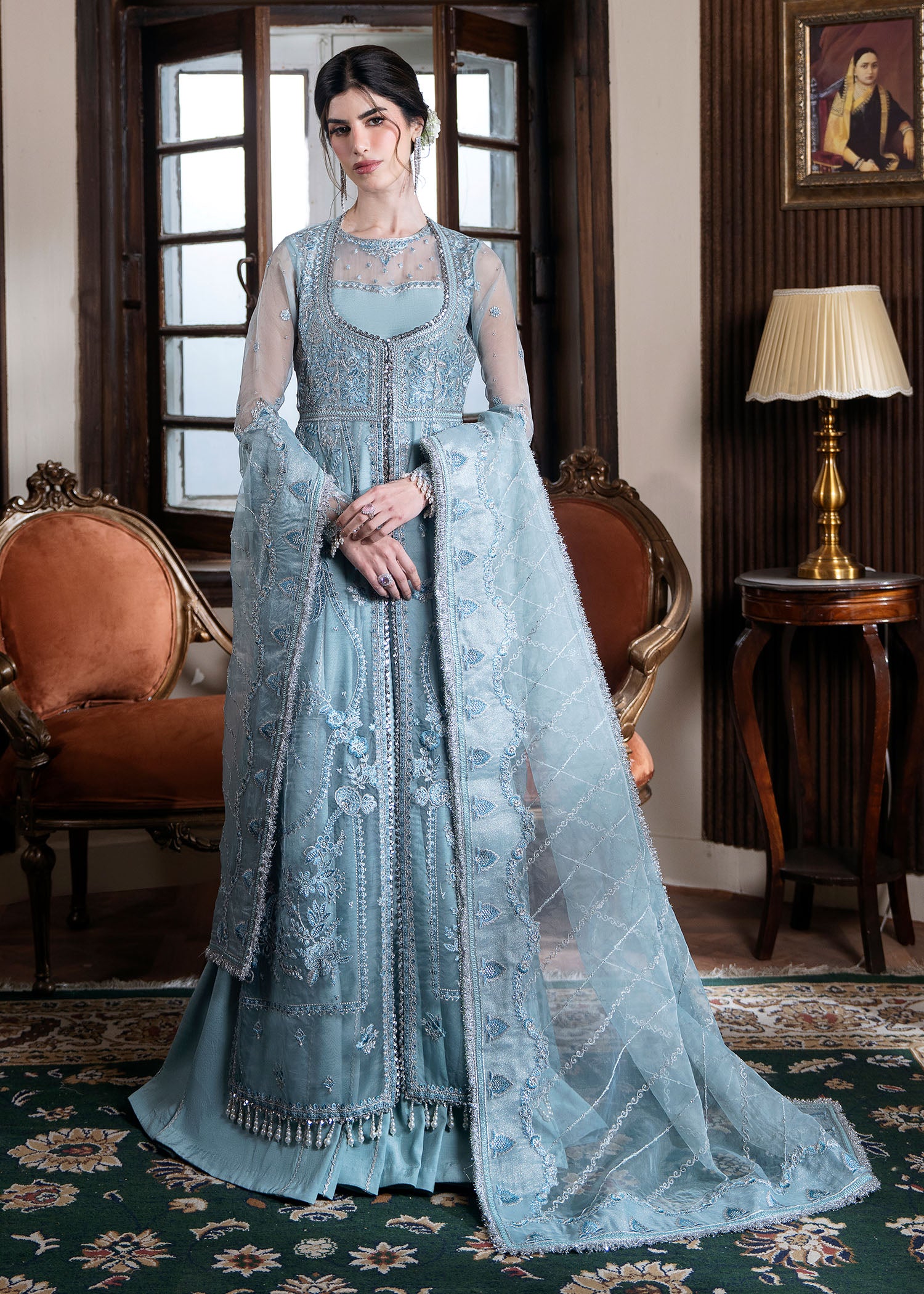organza Gown in Ice blue