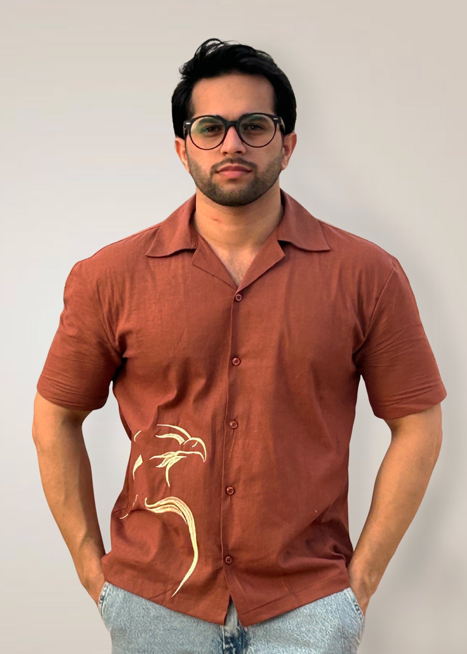 cotton linen Casual Shirt in Hazelwood brown