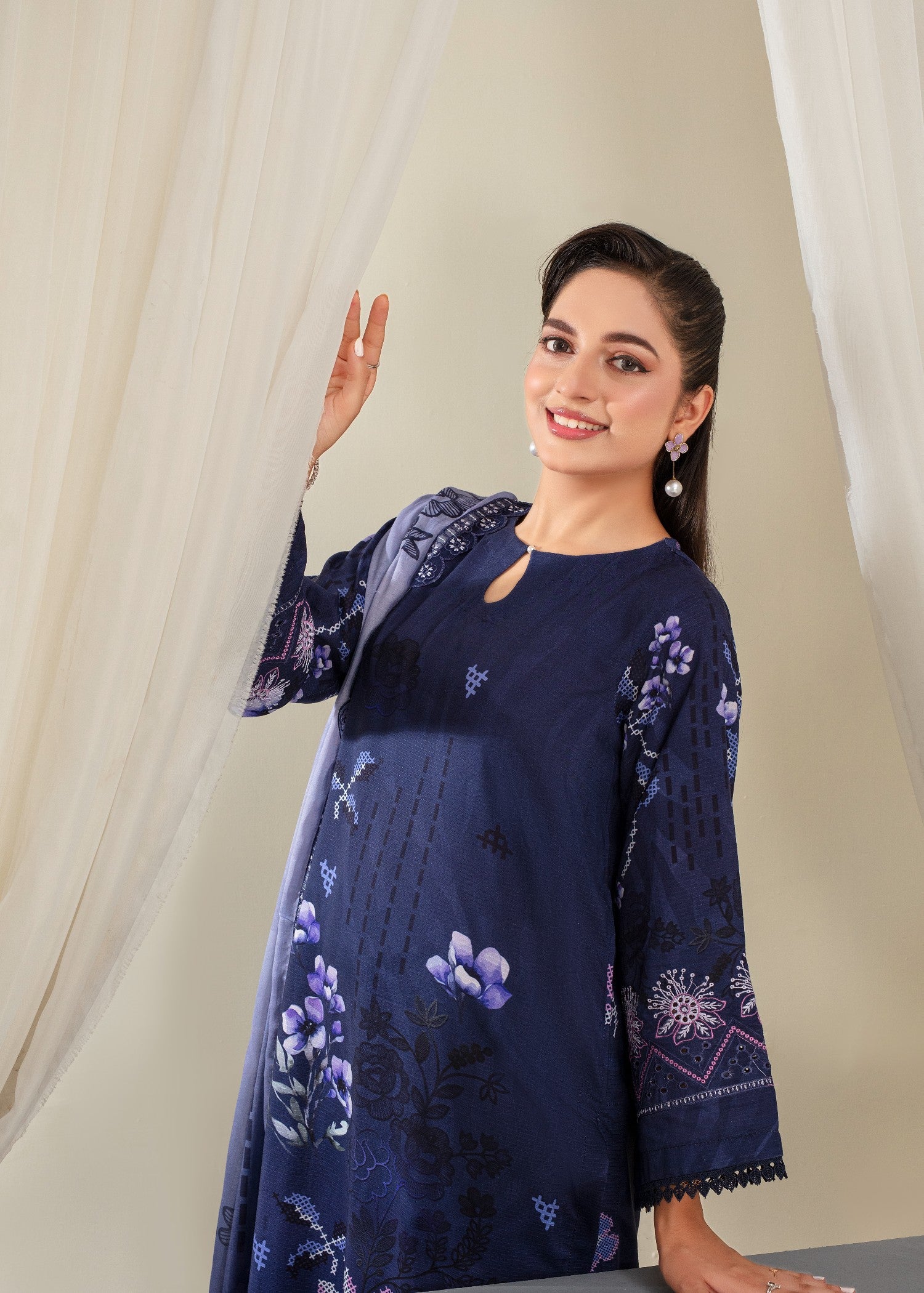 viscose Kurta Set in Purple rain