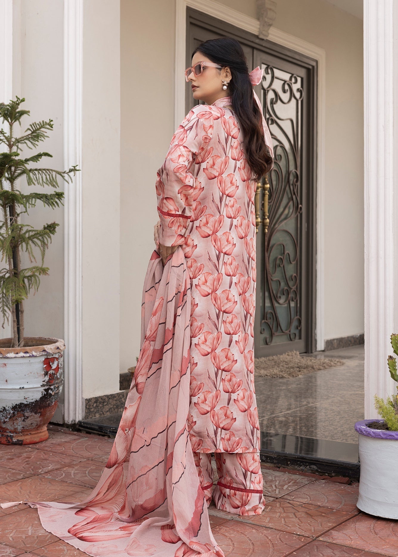 cotton viscose Unstitched in Pastel pink