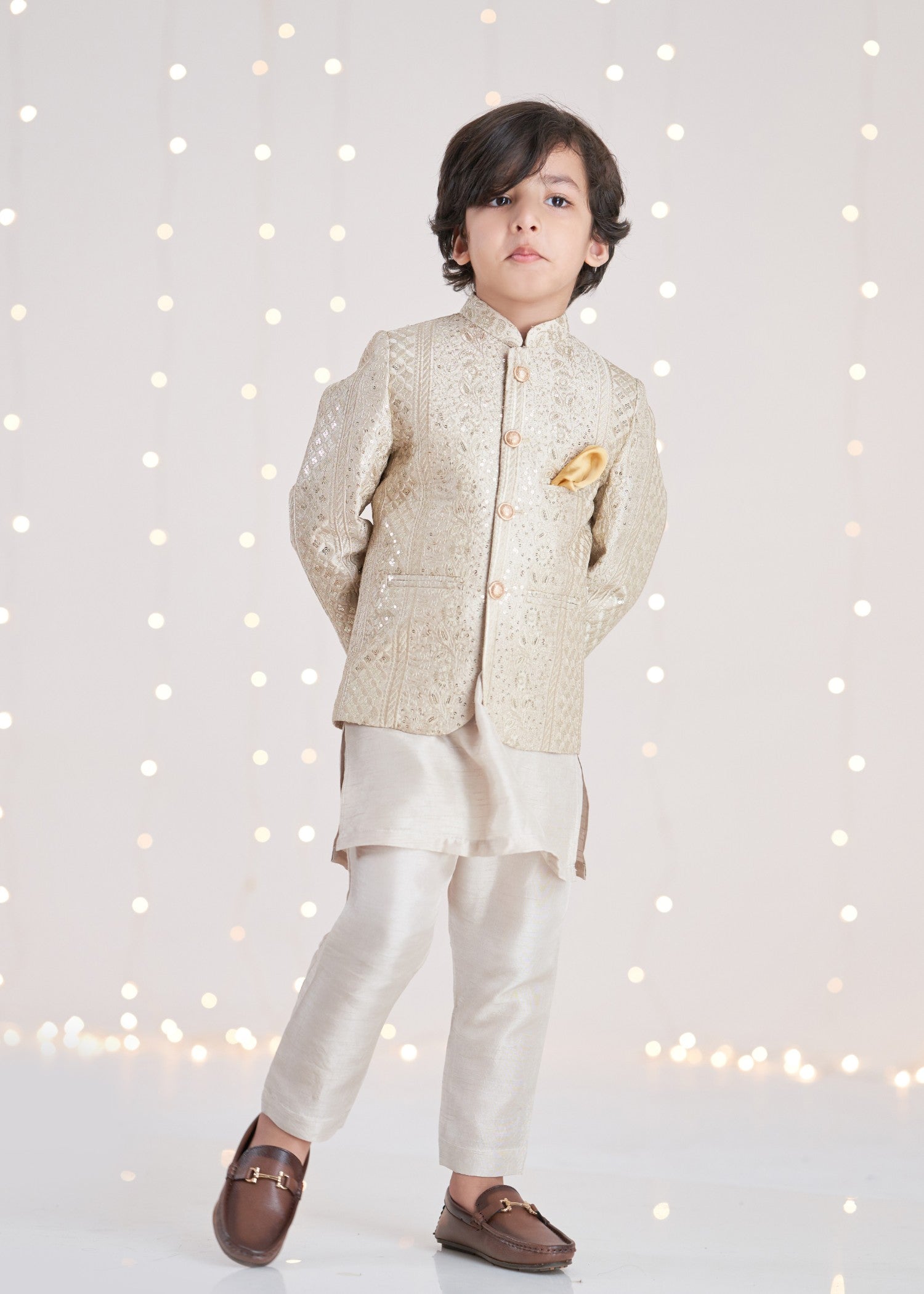 raw silk Prince Coat in Gold