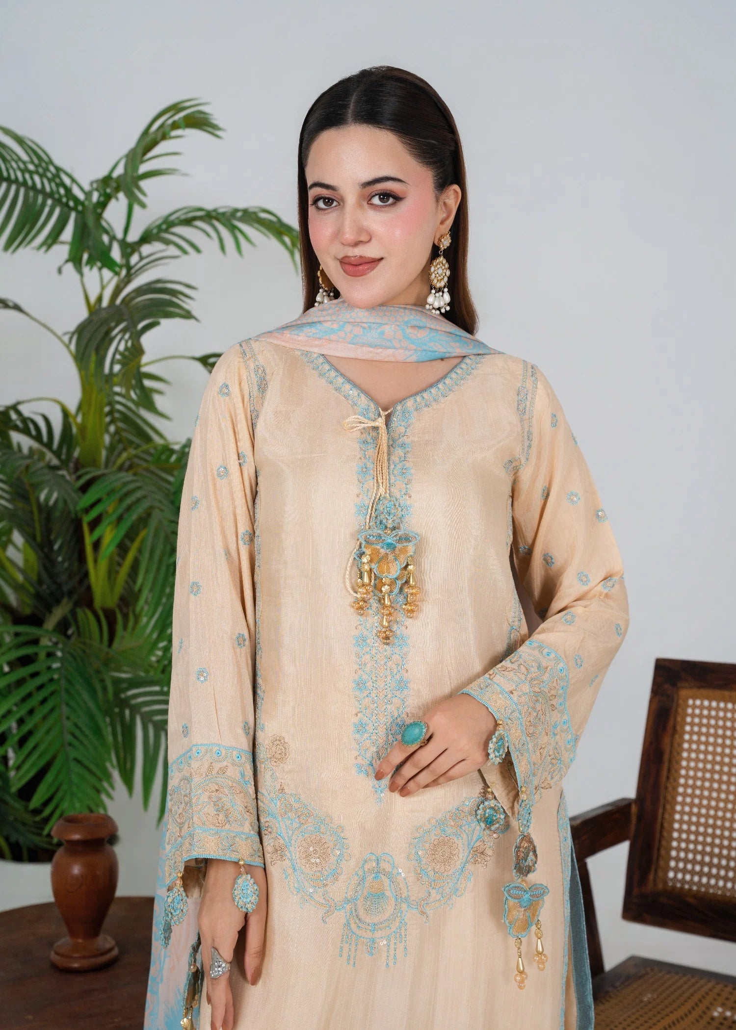 silk Kurta Set in Cream