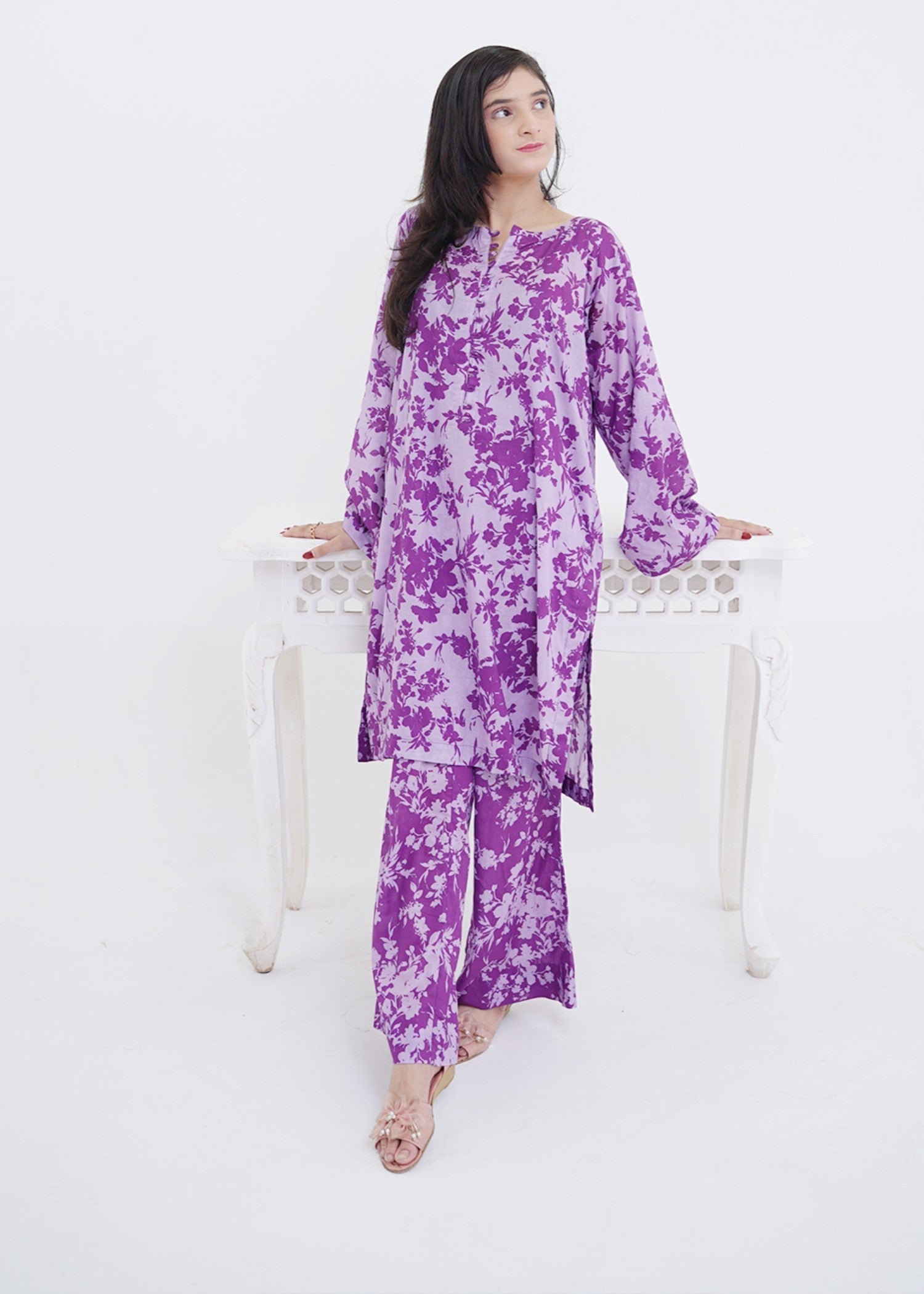 lawn Co Ord Sets in Bright lavender