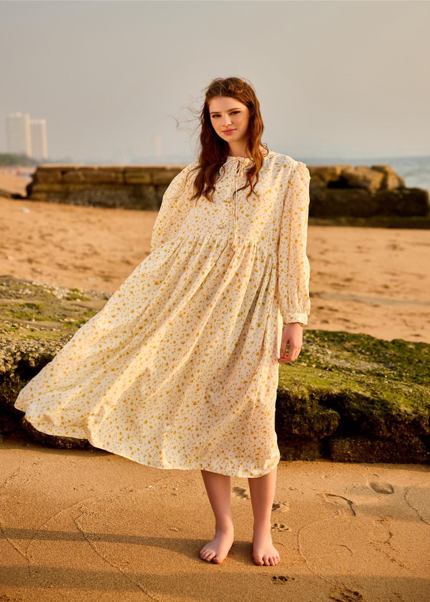 polycotton Dress in Off-white