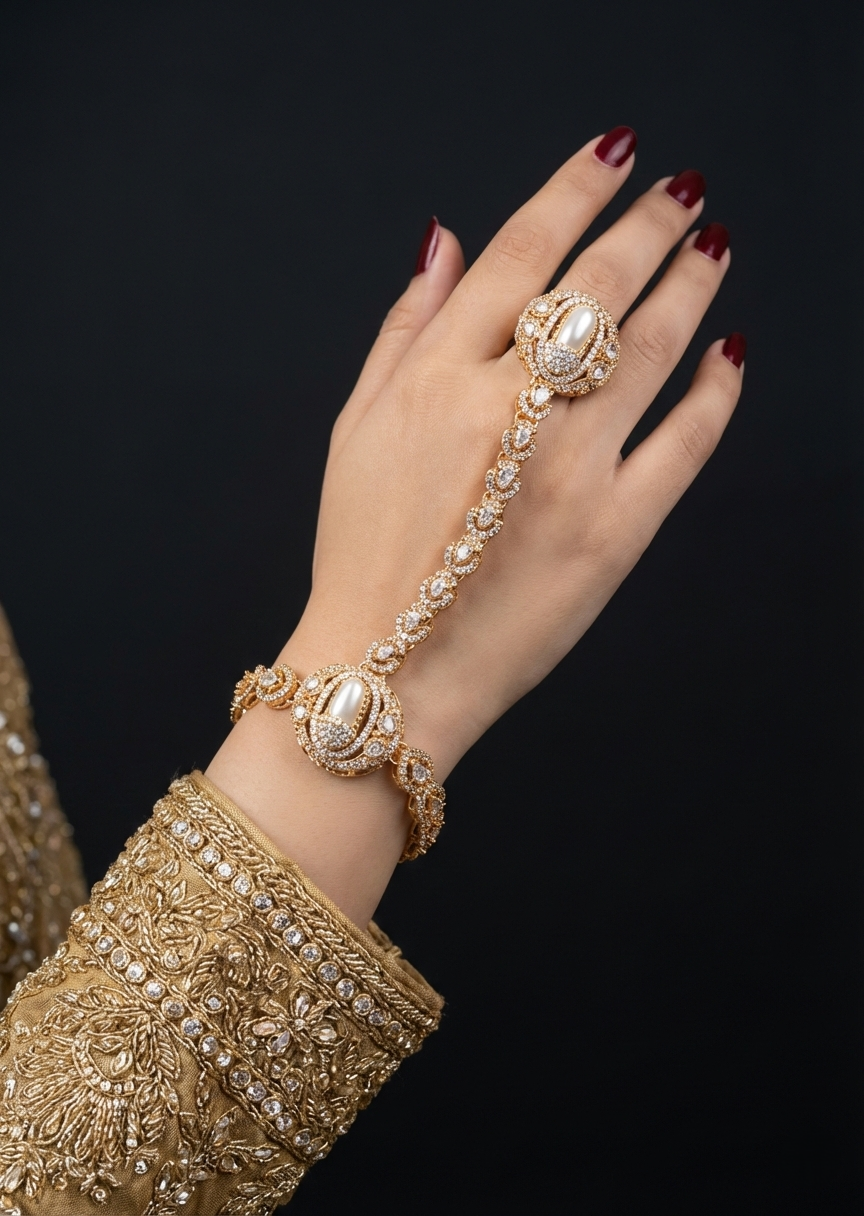 Bracelet in Gold, champagne, pearl white Color by - Trendy Women Bracelet YDE5567