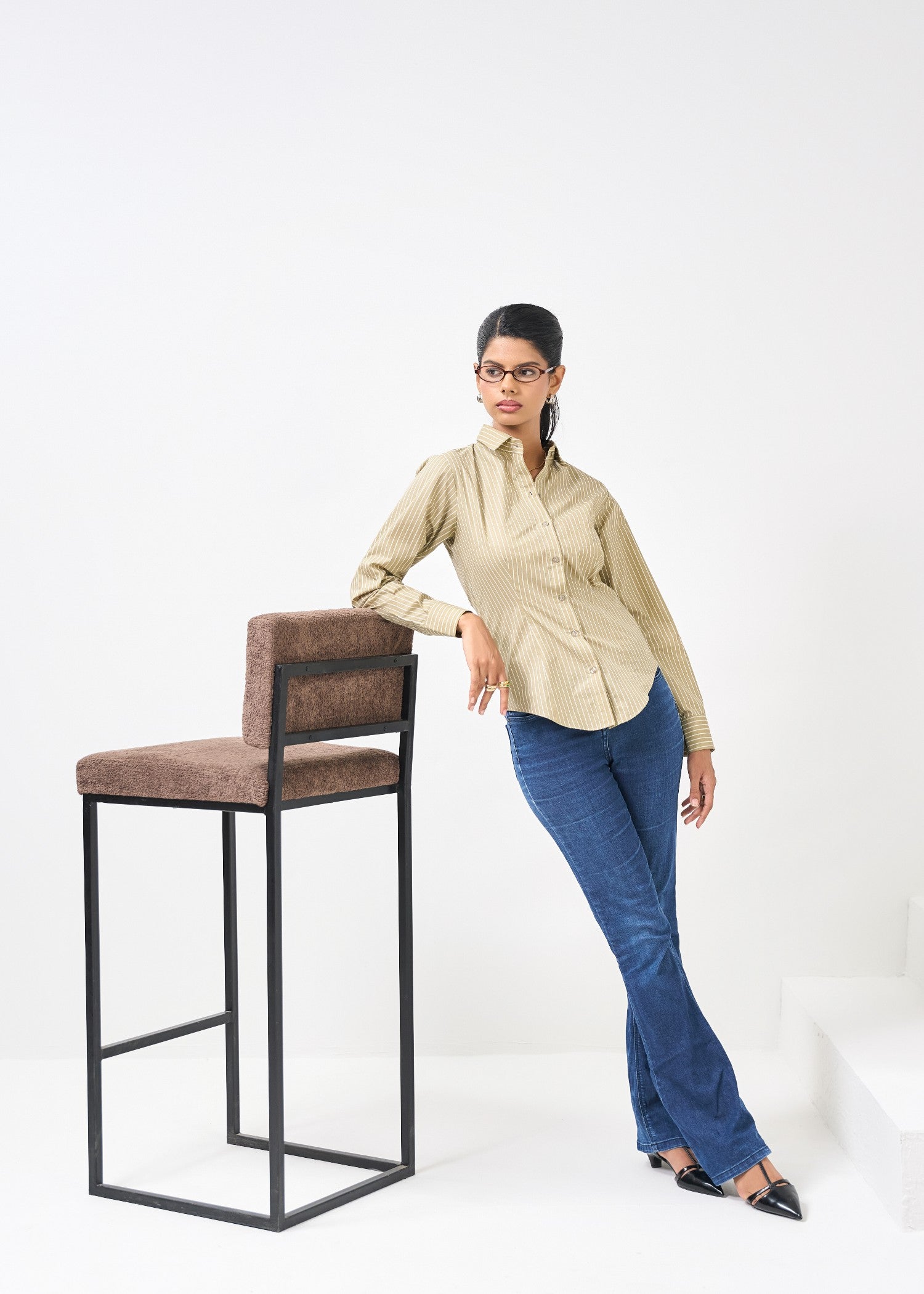 cotton Formal Shirt in Olive green