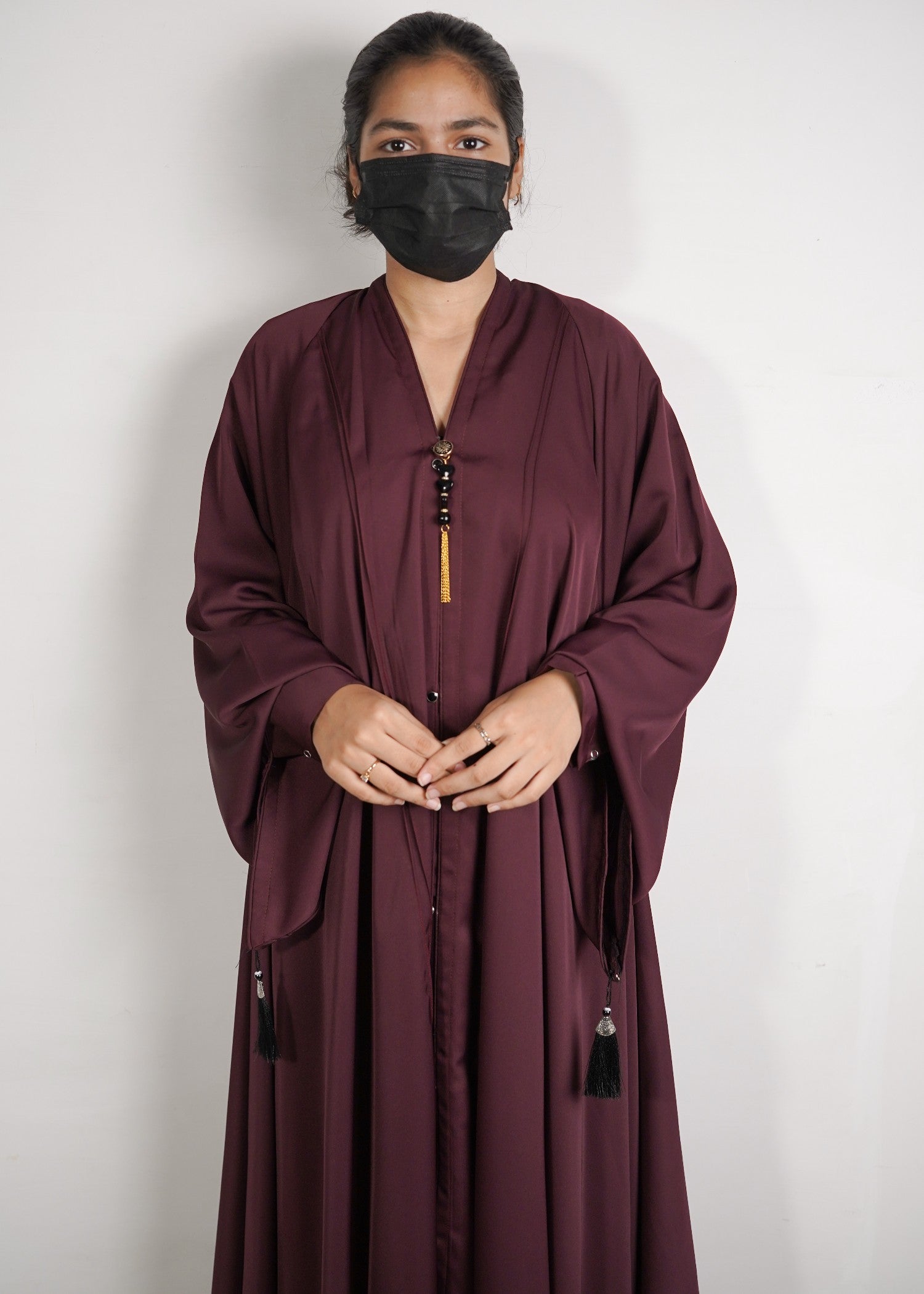 georgette silk Abaya in Maroon