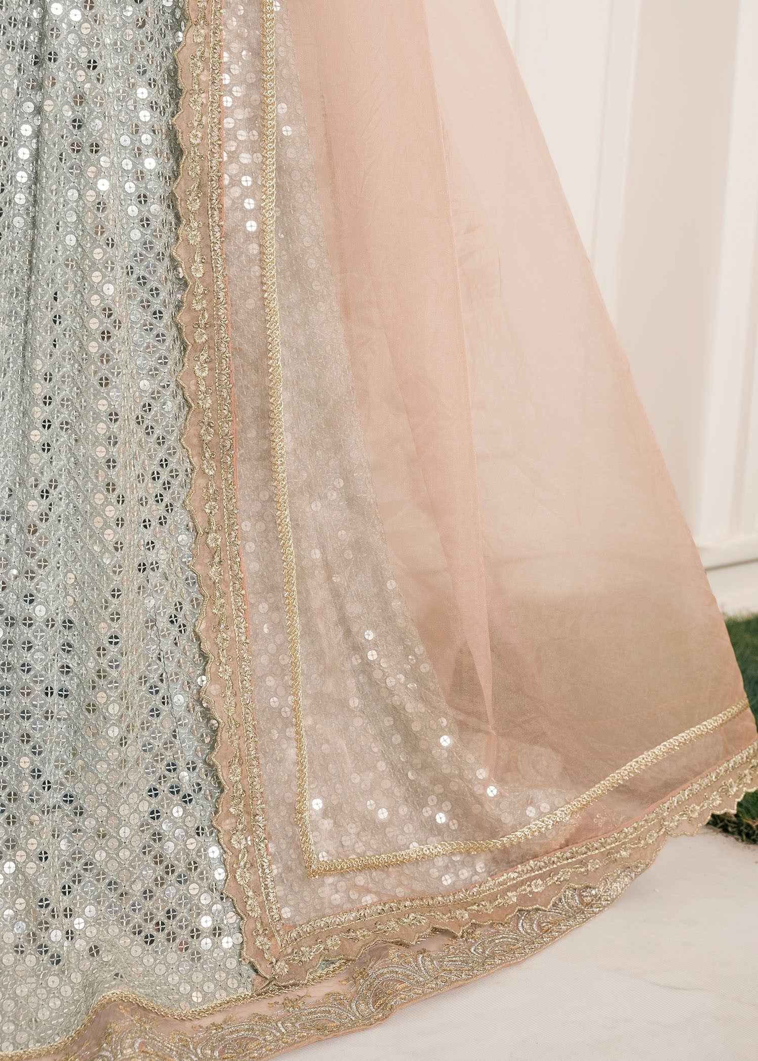 chikankari cotton Pishwas in Ice blue
