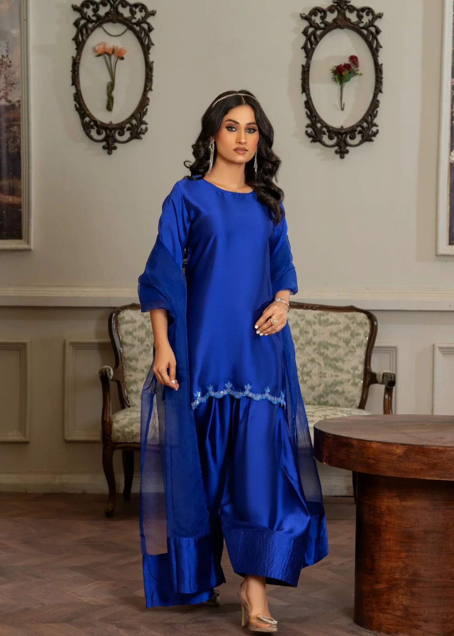 silk Kurta Set in Blue