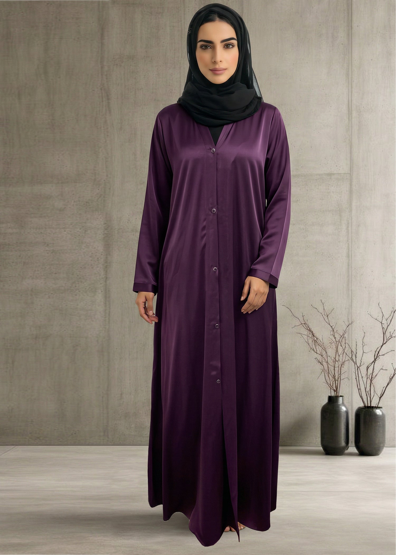 silk Abaya in Purple heart