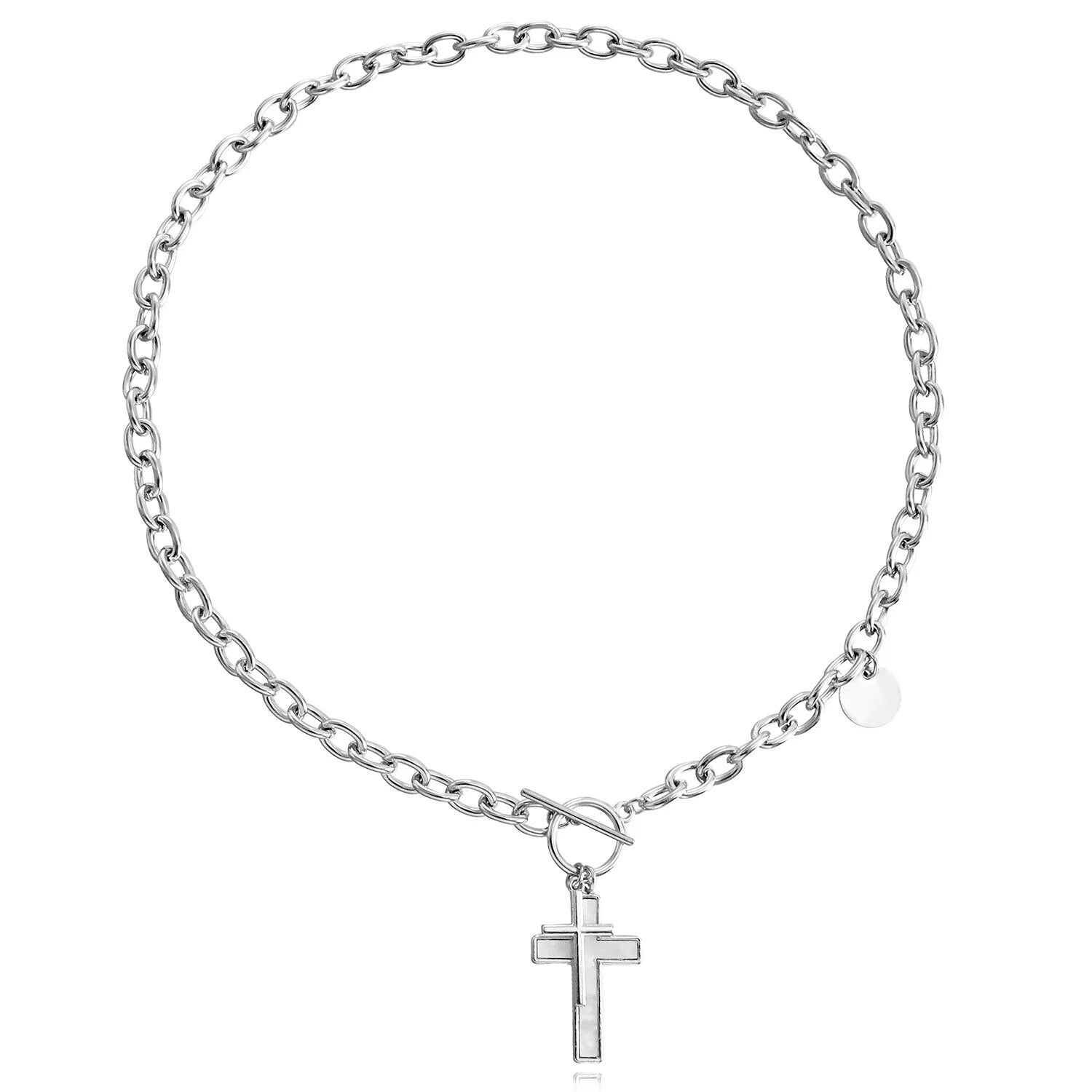 Trendy Cross Heart Pendant Necklace for Women – Elegant Sweater Accessory