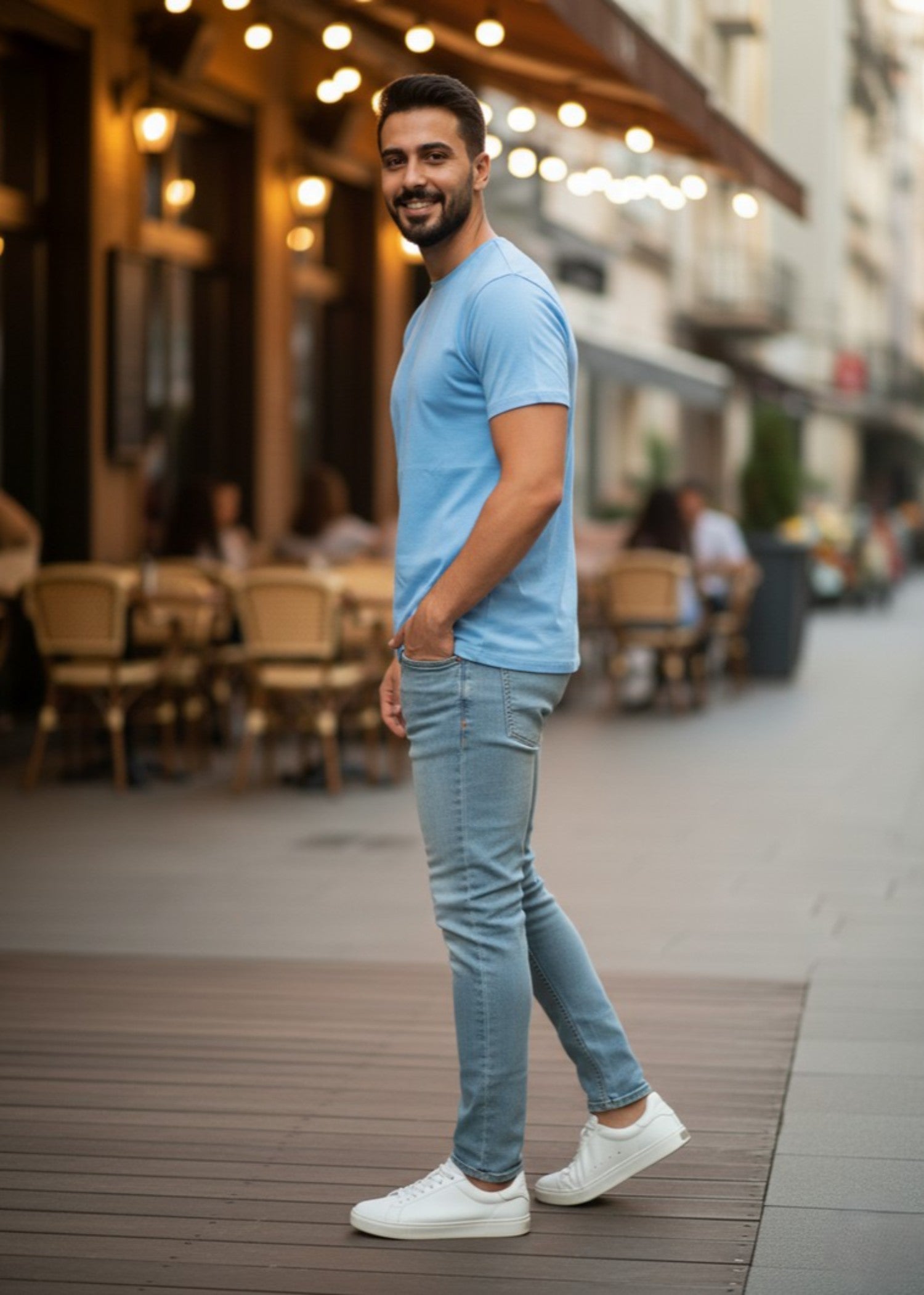 polycotton T Shirt in Blue