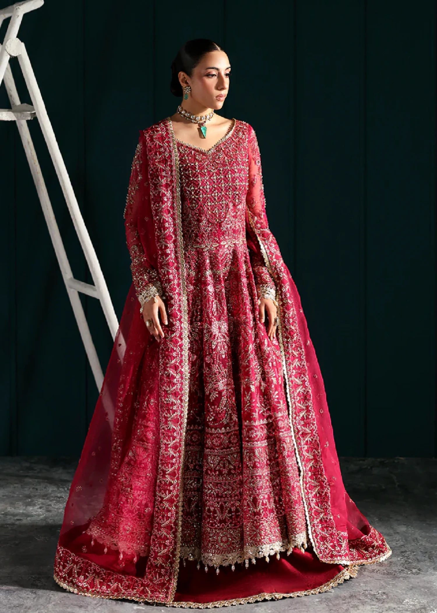 organza Unstitched in Hot pink