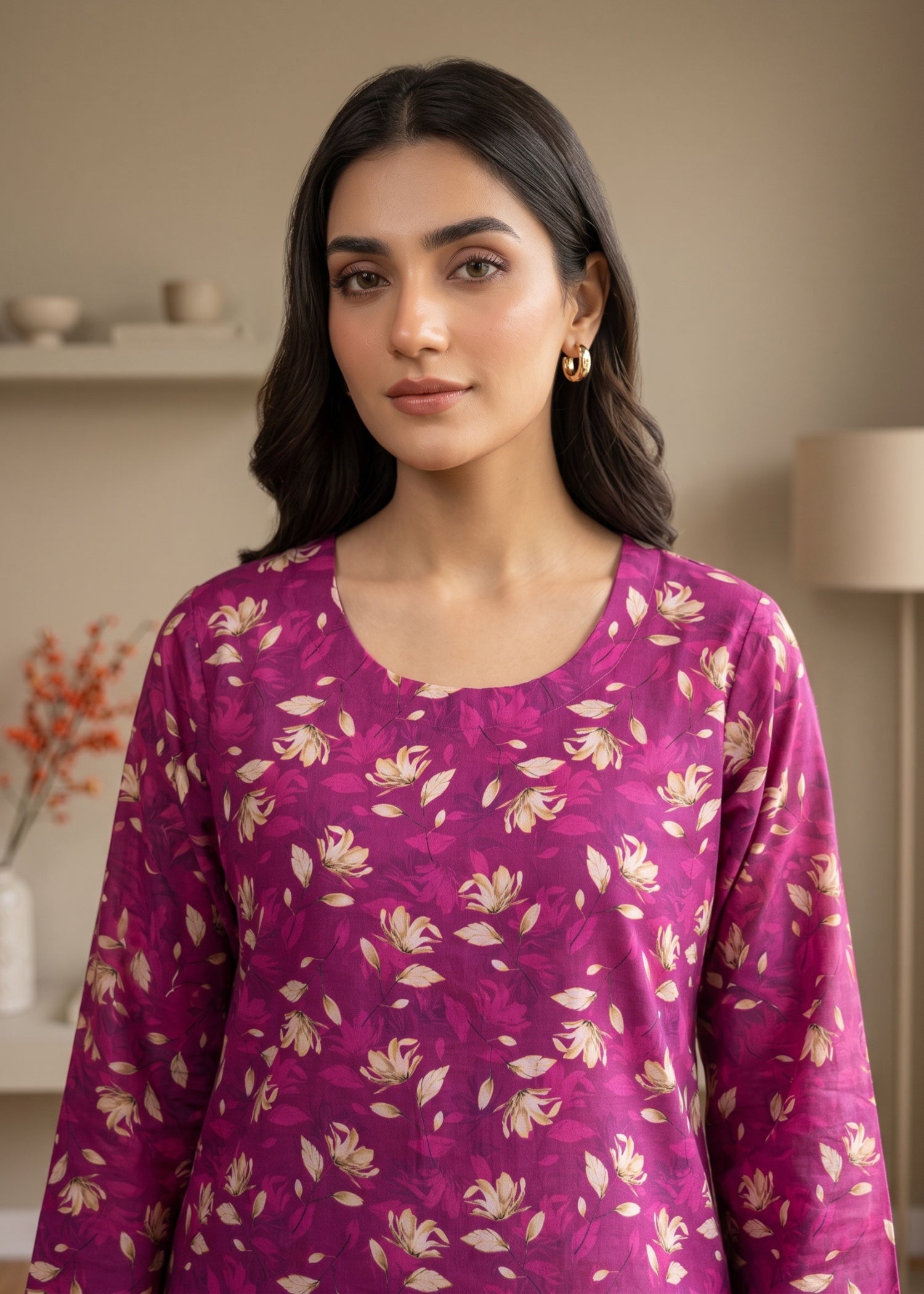 lawn cotton Kurti in Plum