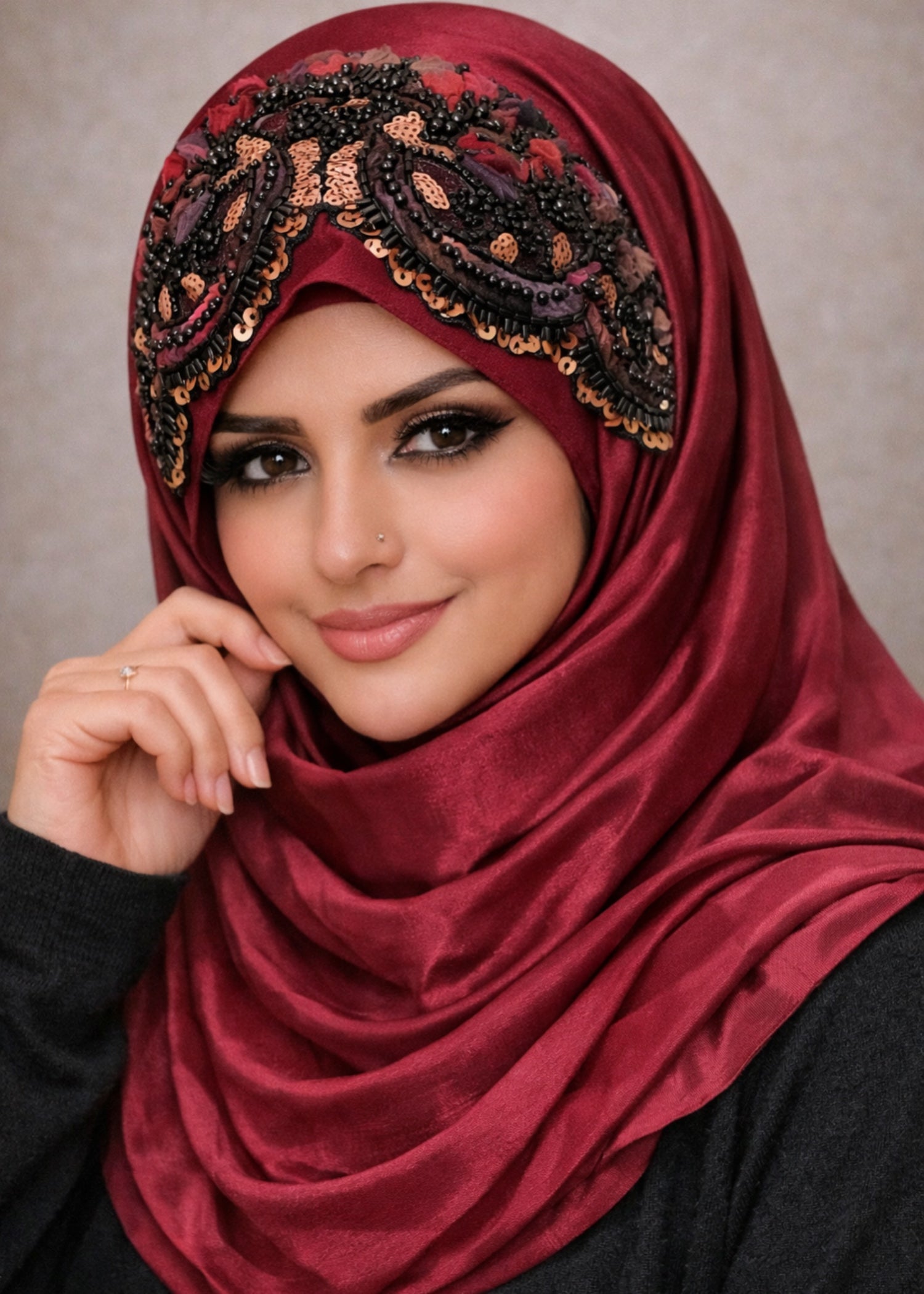georgette Hijab in Berry red