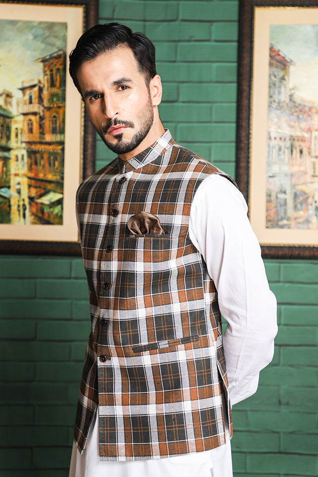 flannel Waistcoat in Brown