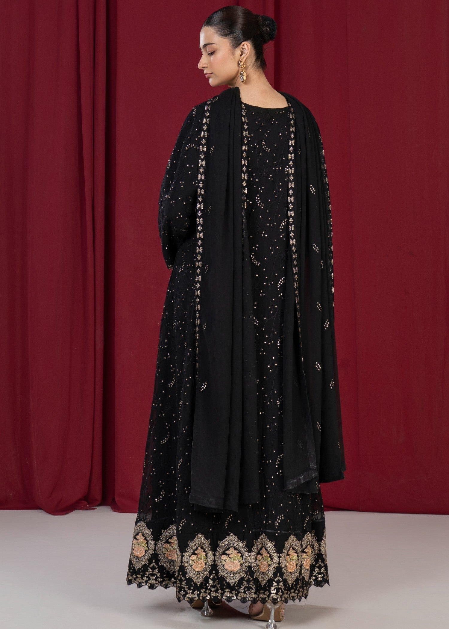 bemberg crinkle chiffon Maxi in Black