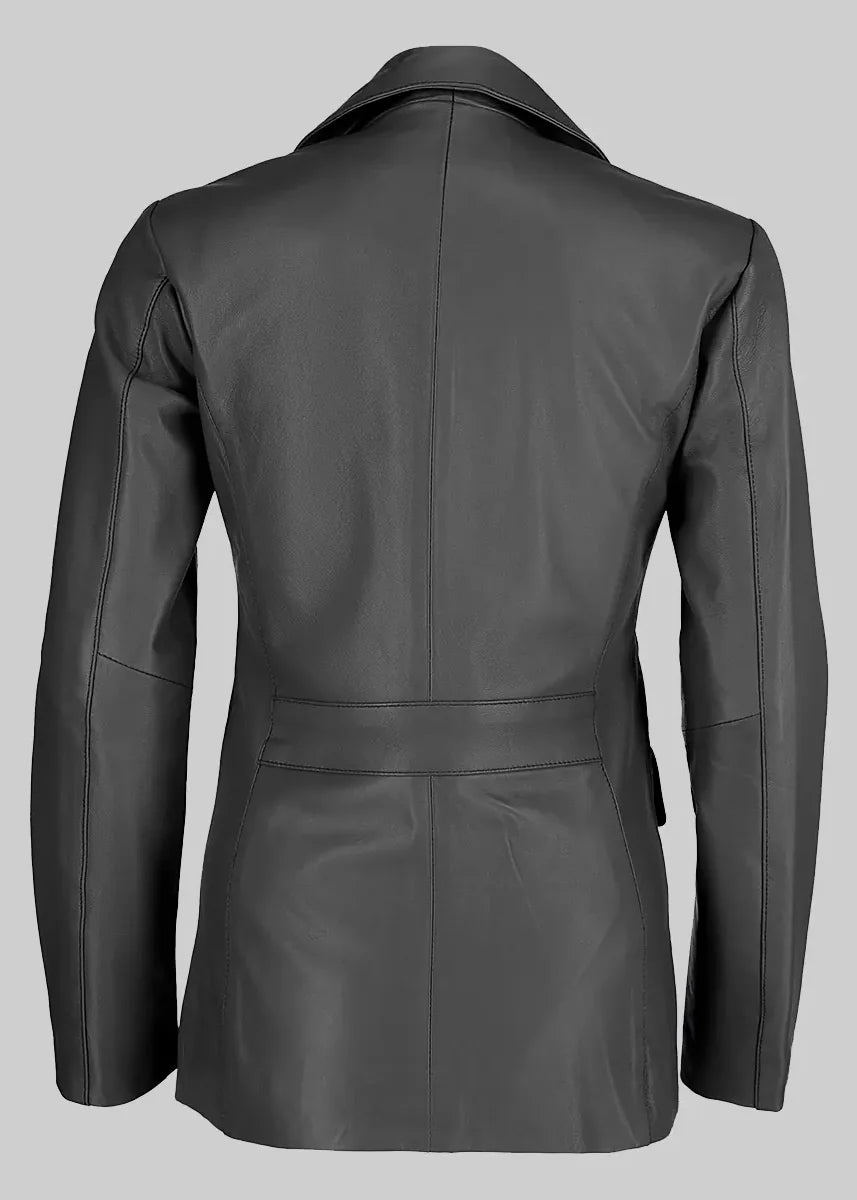 leather Blazer in Black