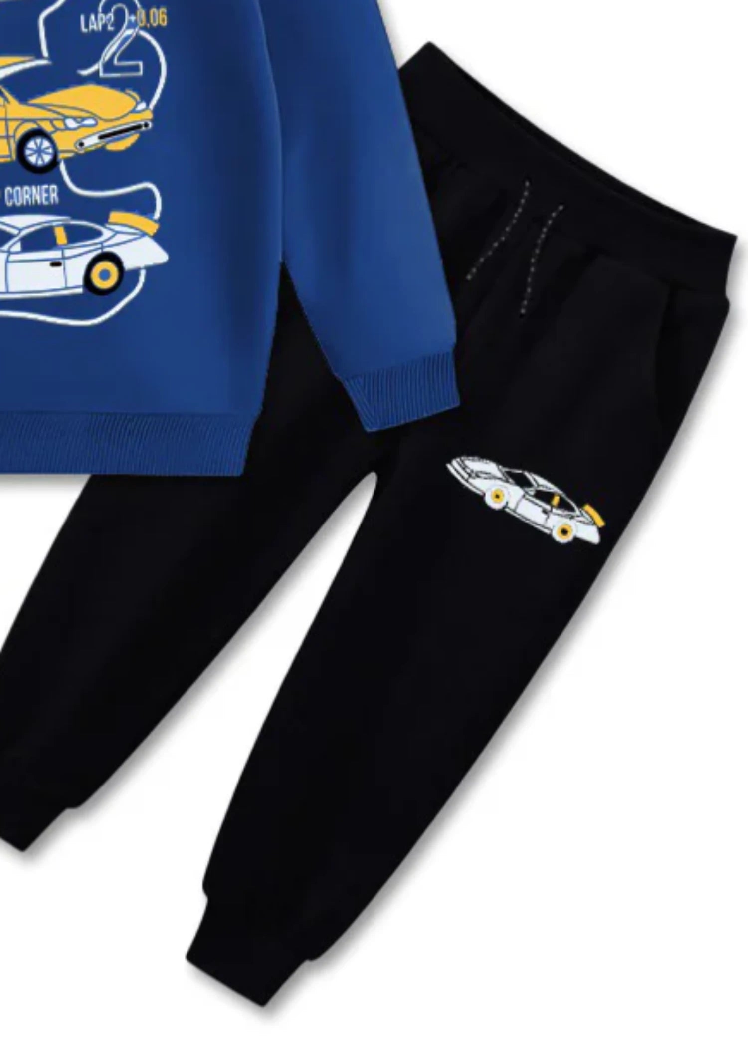 fleece Tracksuit in Black, blue