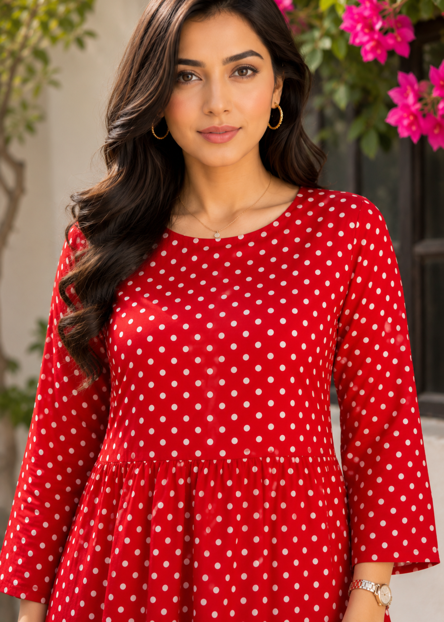 chiffon polyester Tunic in Red